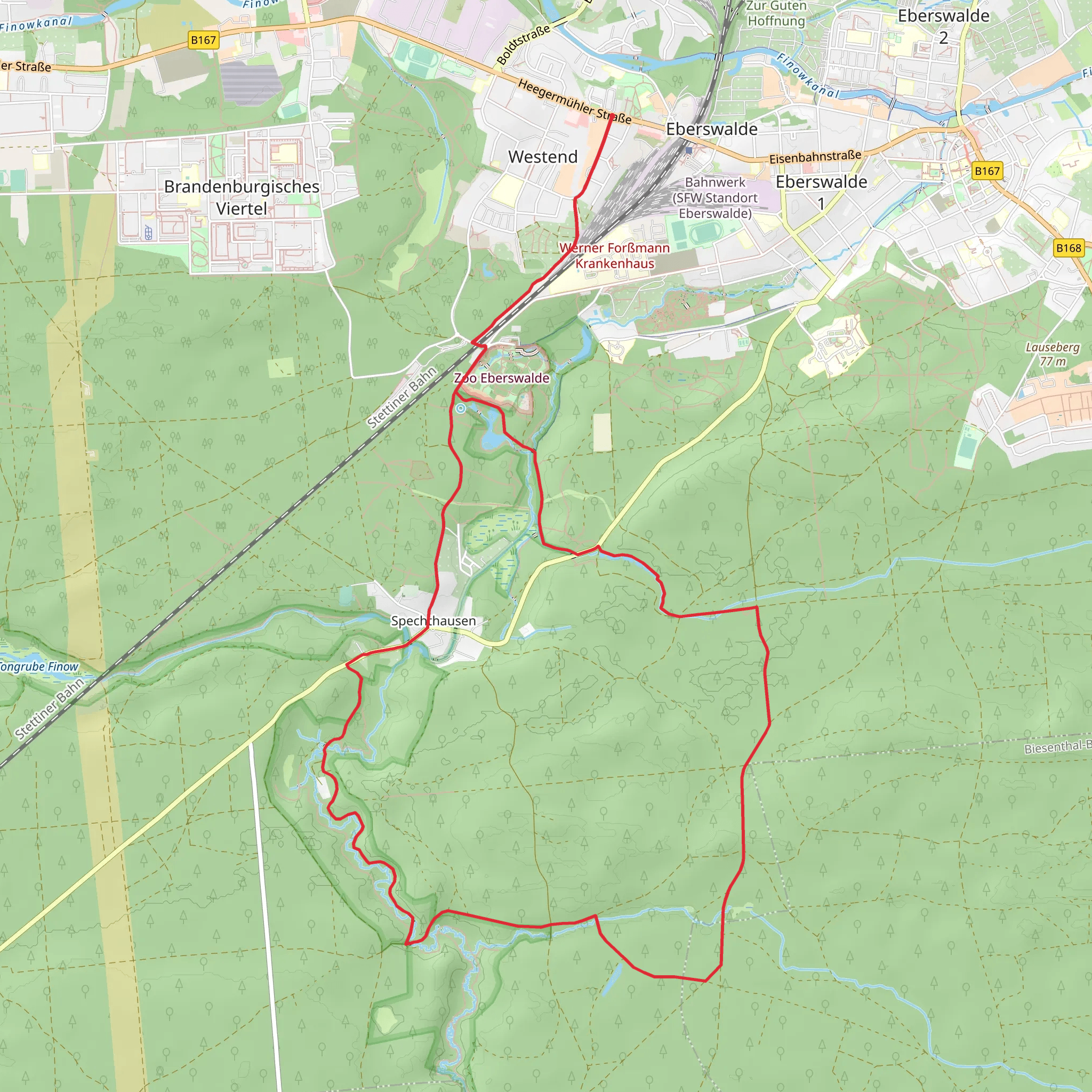 Spechthausen Loop from Eberswalde mobile static map