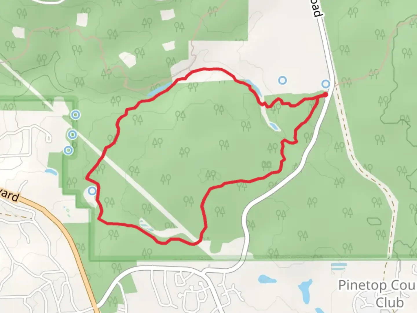 An image depicting the trail Four Springs Trail Loop and its surrounding area.