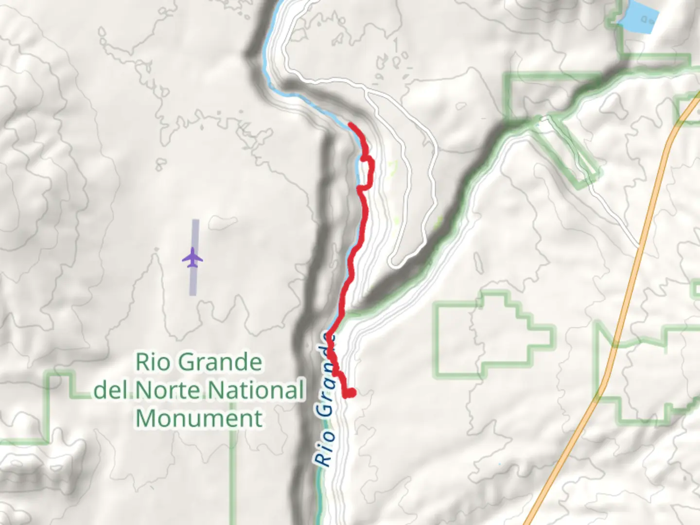An image depicting the trail Rio Grande via River Trail and its surrounding area.
