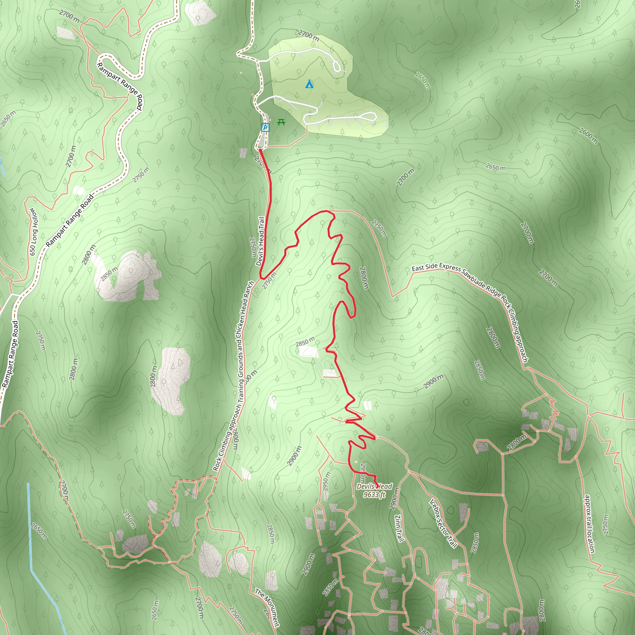 Devils Head via Devil's Head Trail mobile static map