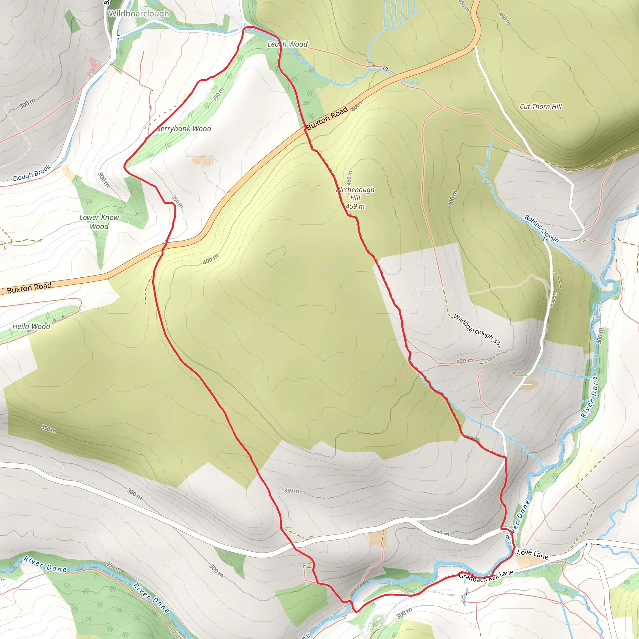 Gradbach - Crag Hall Wildboarclough mobile static map