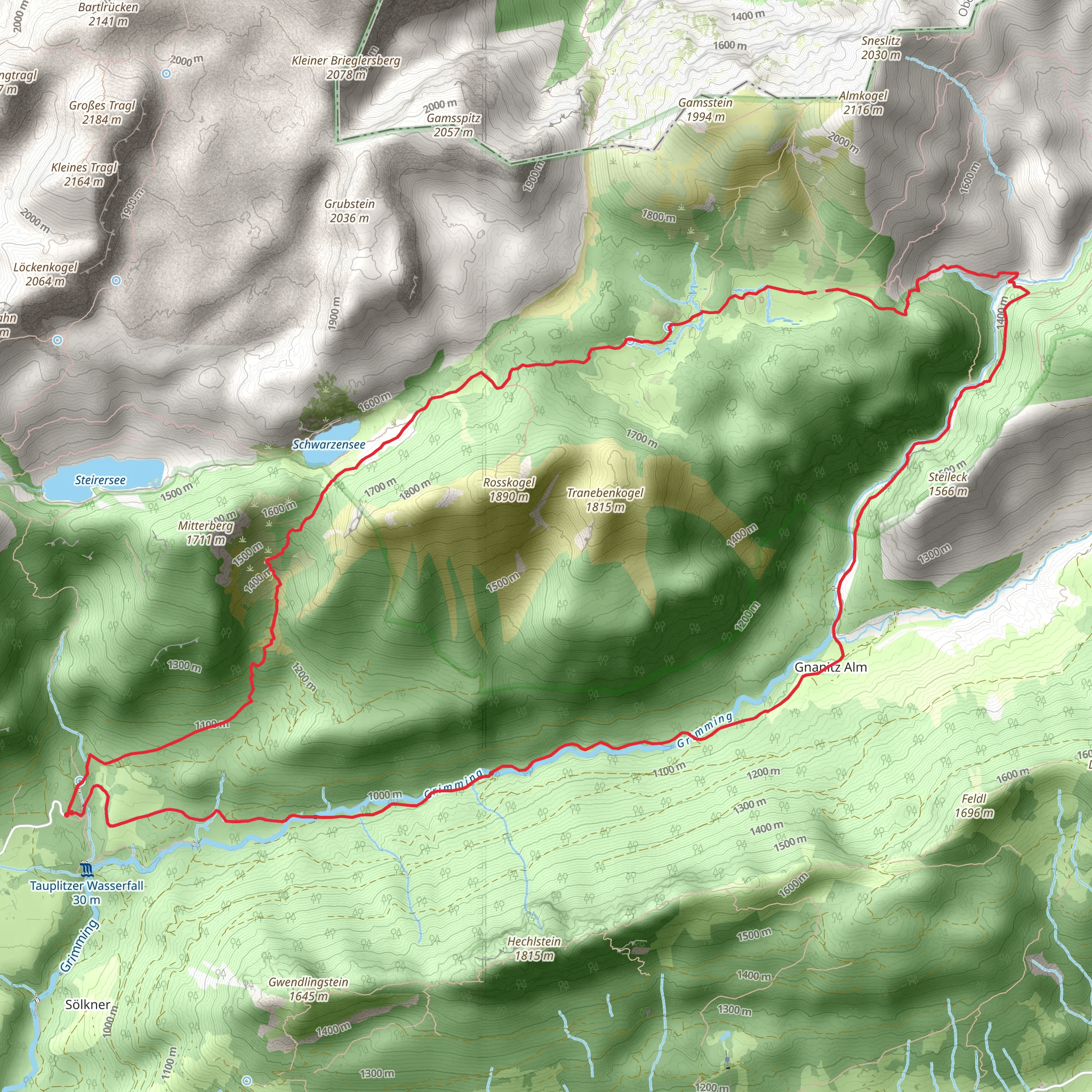 Tauplitz-Sagtümpel-Steirersee to the Gnanitzalm mobile static map