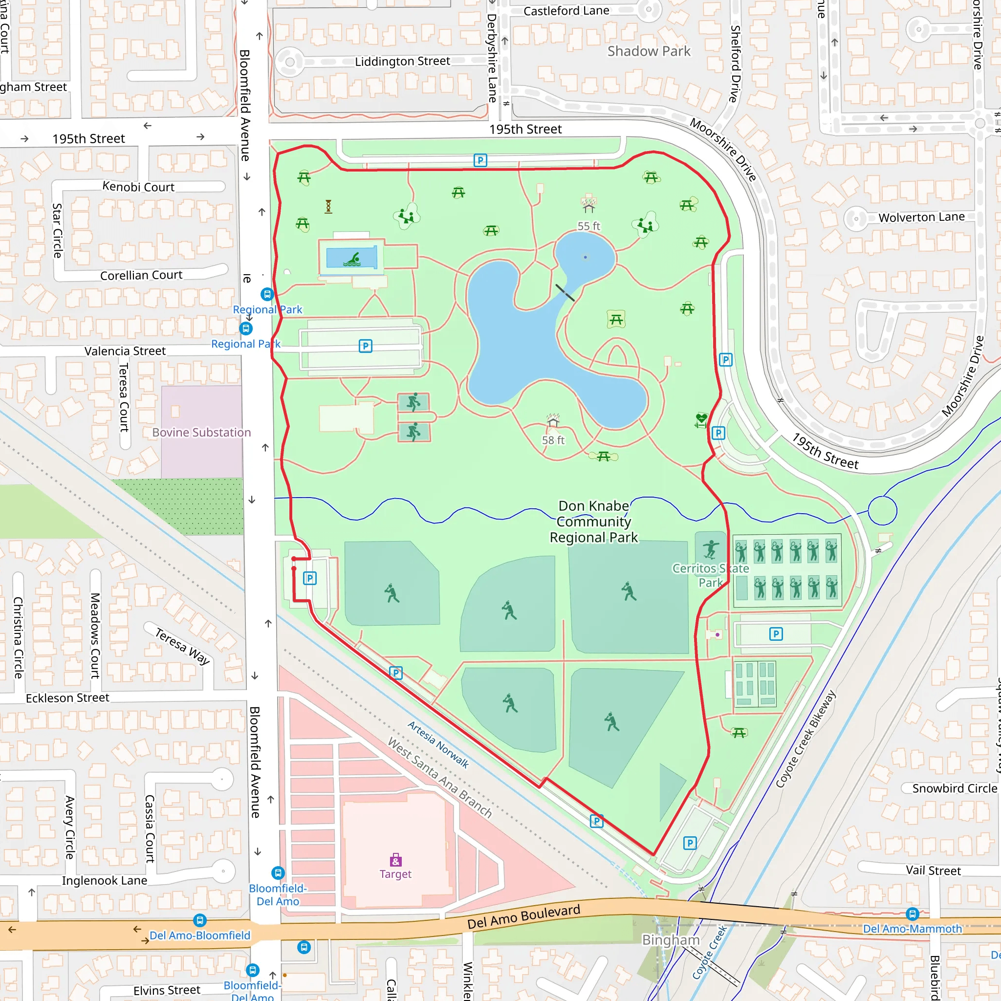 Don Knabe Community Regional Park Loop mobile static map