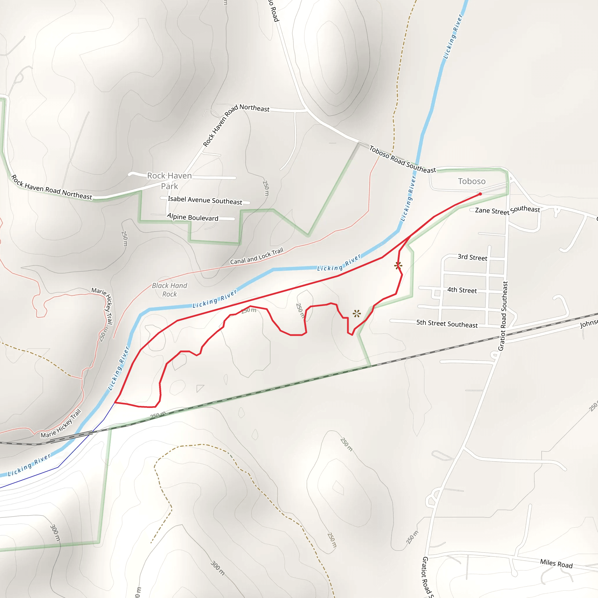 Loop along Licking River mobile static map