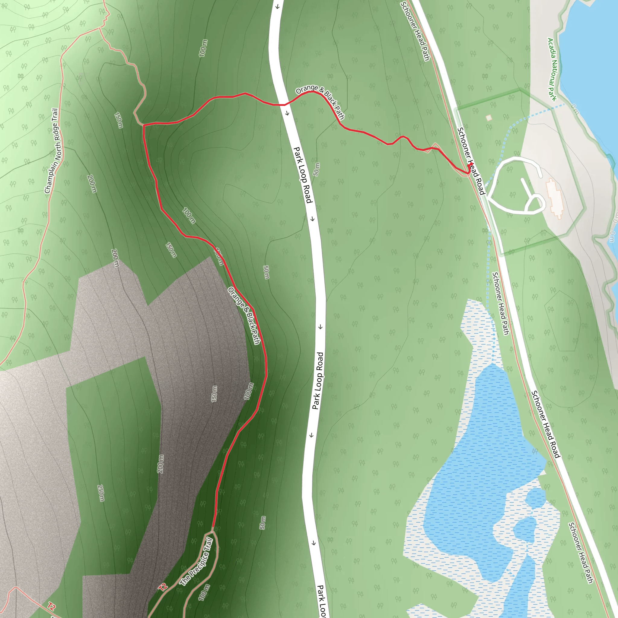 Orange and Black Path from Schooner Head Road mobile static map