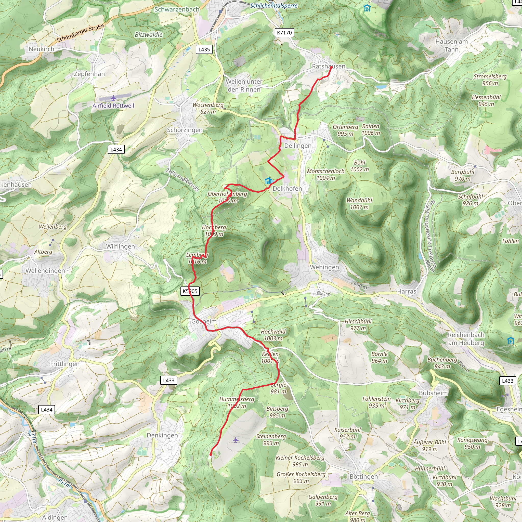 Ratshausen to Klippeneck Walk mobile static map