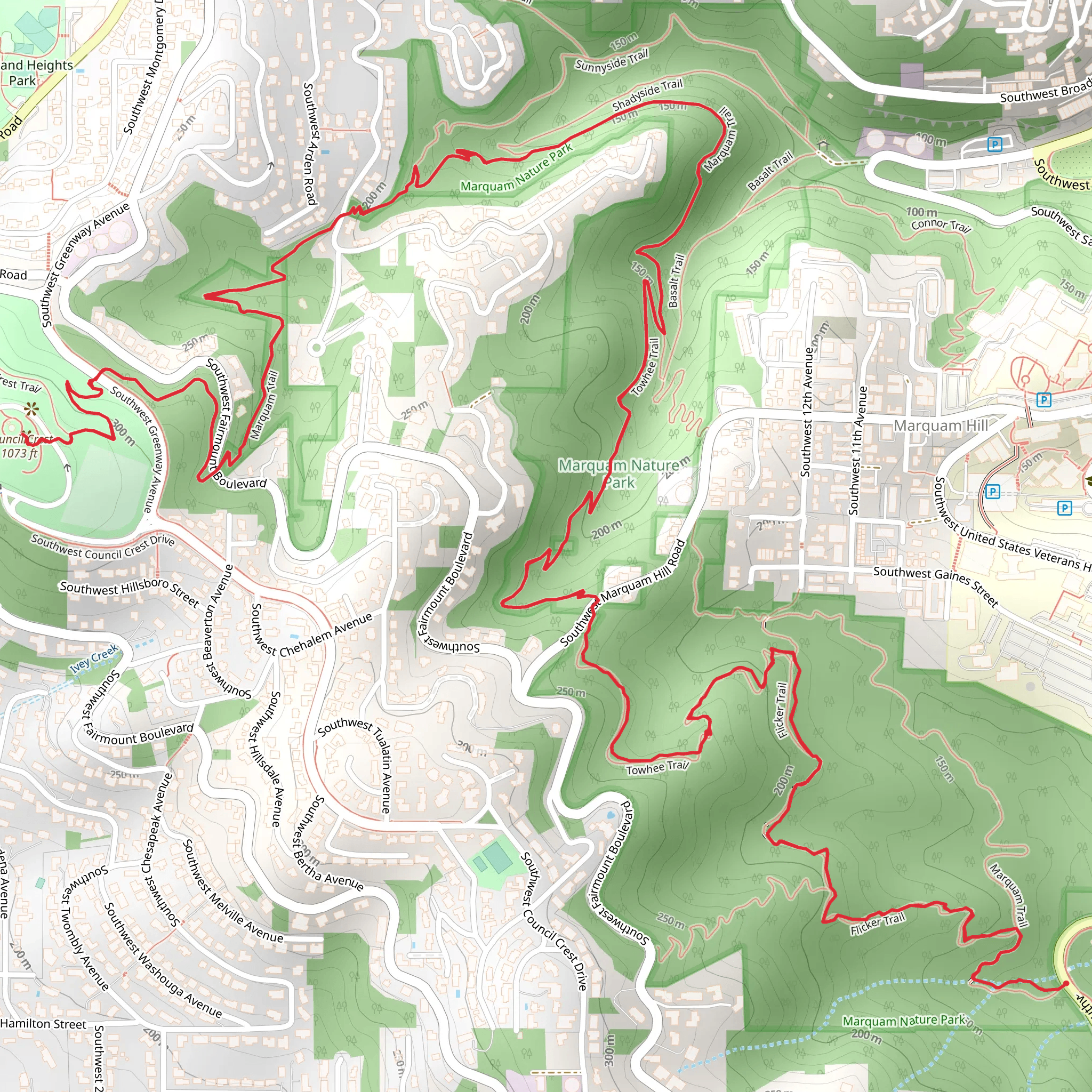 Council Crest via Marquam Trail mobile static map