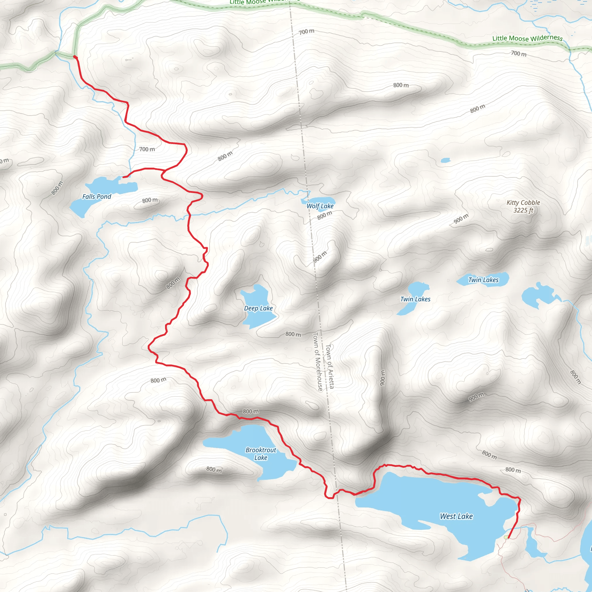 Falls Pond and West Lake Trail mobile static map