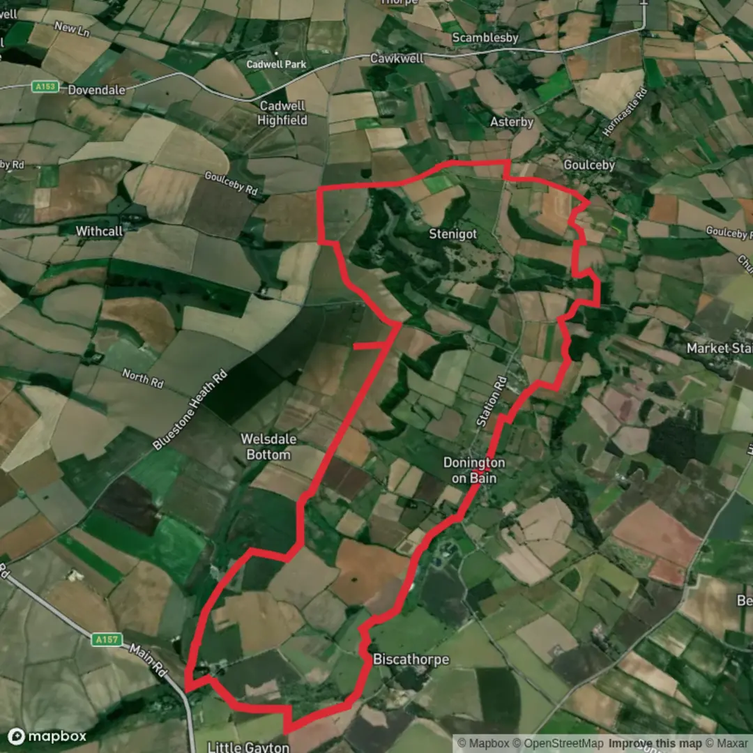 An image depicting the trail RAF Stenigot & the Bain Valley and its surrounding area.