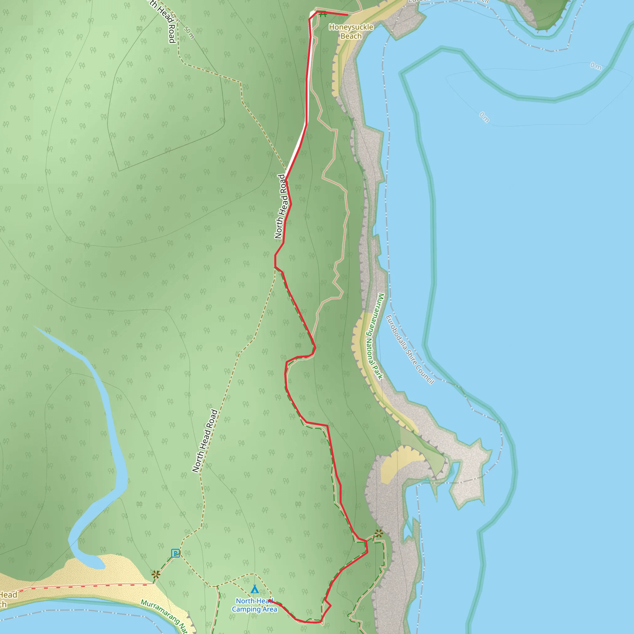 Honeysuckle Beach Track mobile static map