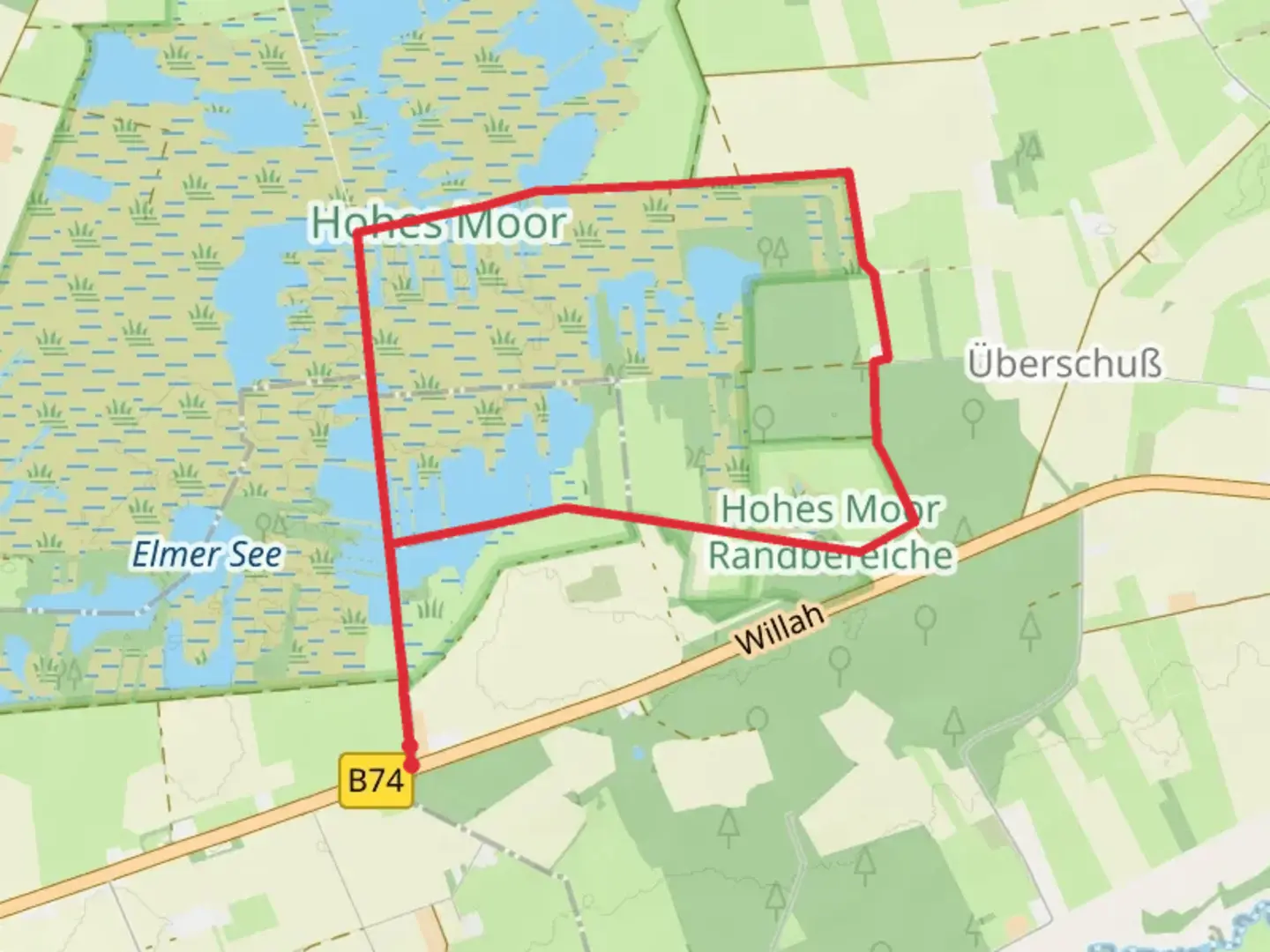 An image depicting the trail Hohes Moor Loop and its surrounding area.