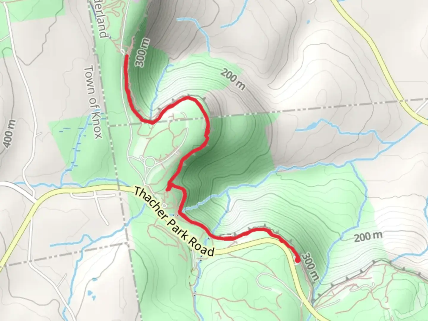 An image depicting the trail Thacher Park via Escarpment Trail and its surrounding area.