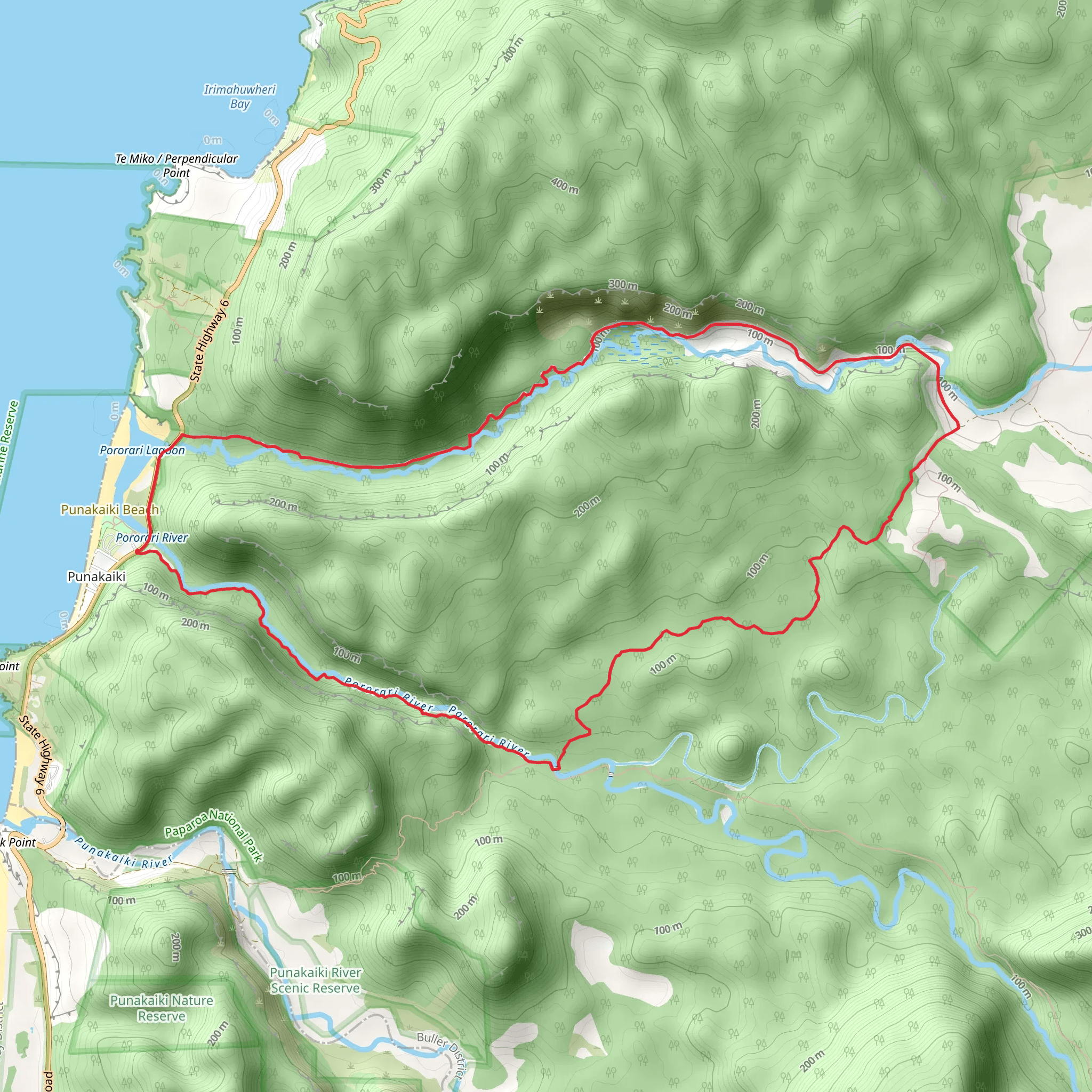Pororari River - Bullock Creek Road mobile static map
