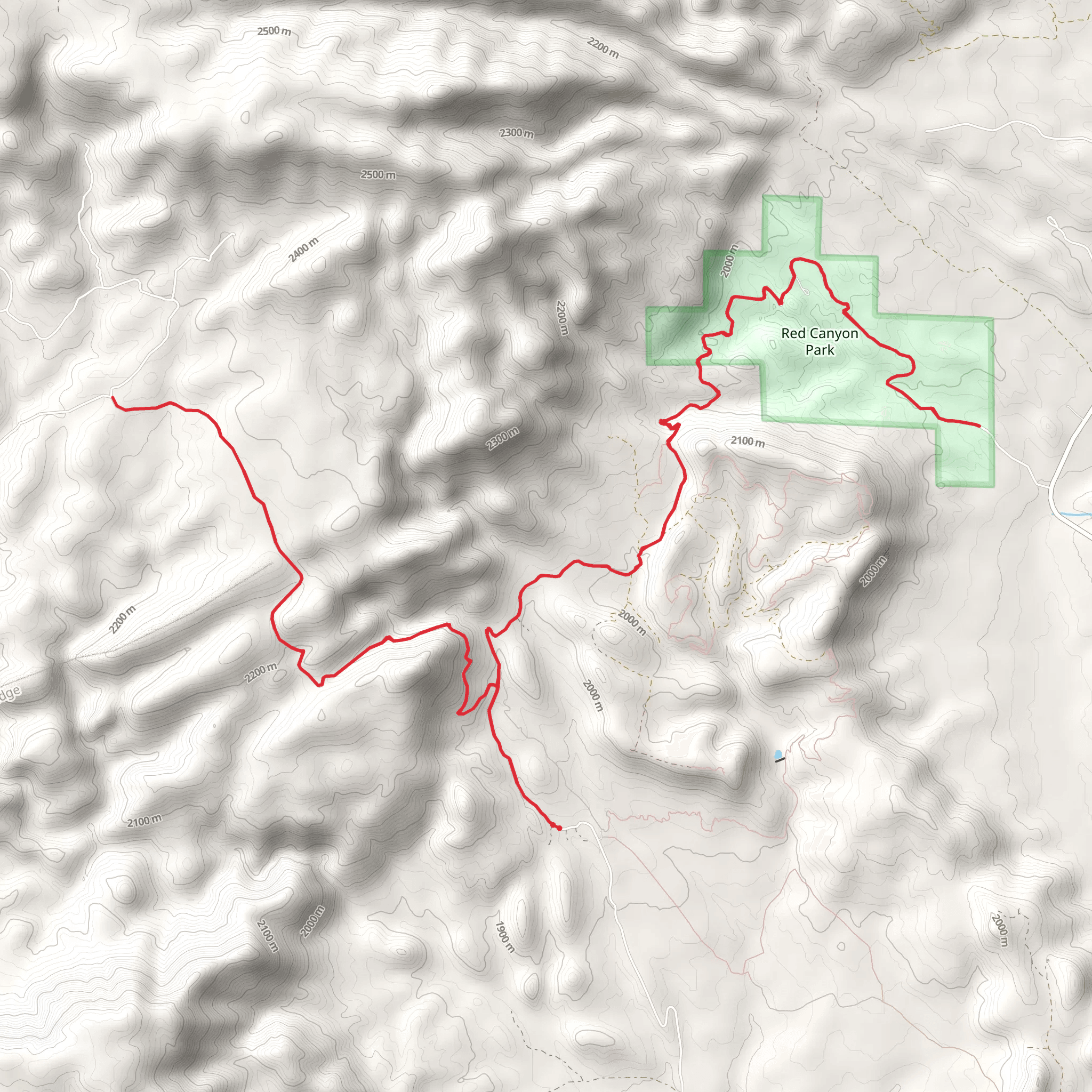 Red Canyon Park Out and Back mobile static map