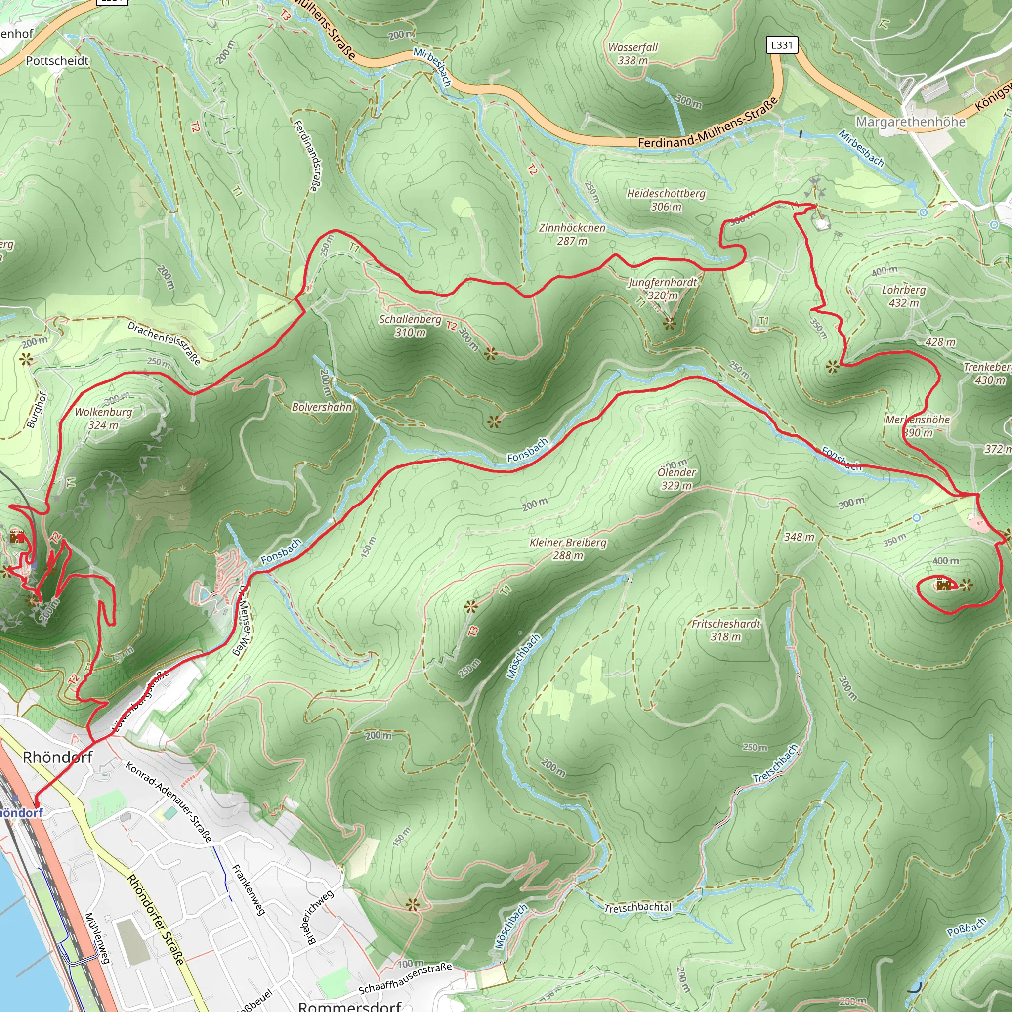 Löwenburg via Der Wanderklassiker and Rheinsteig - Exkursion Löwenburg mobile static map