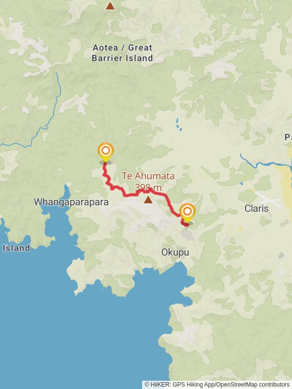 Whangaparapara - Te Ahumata Track mobile static map