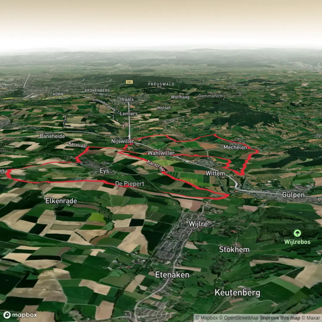 An image depicting the trail Gulpen - Wittem and Vaals Loop and its surrounding area.