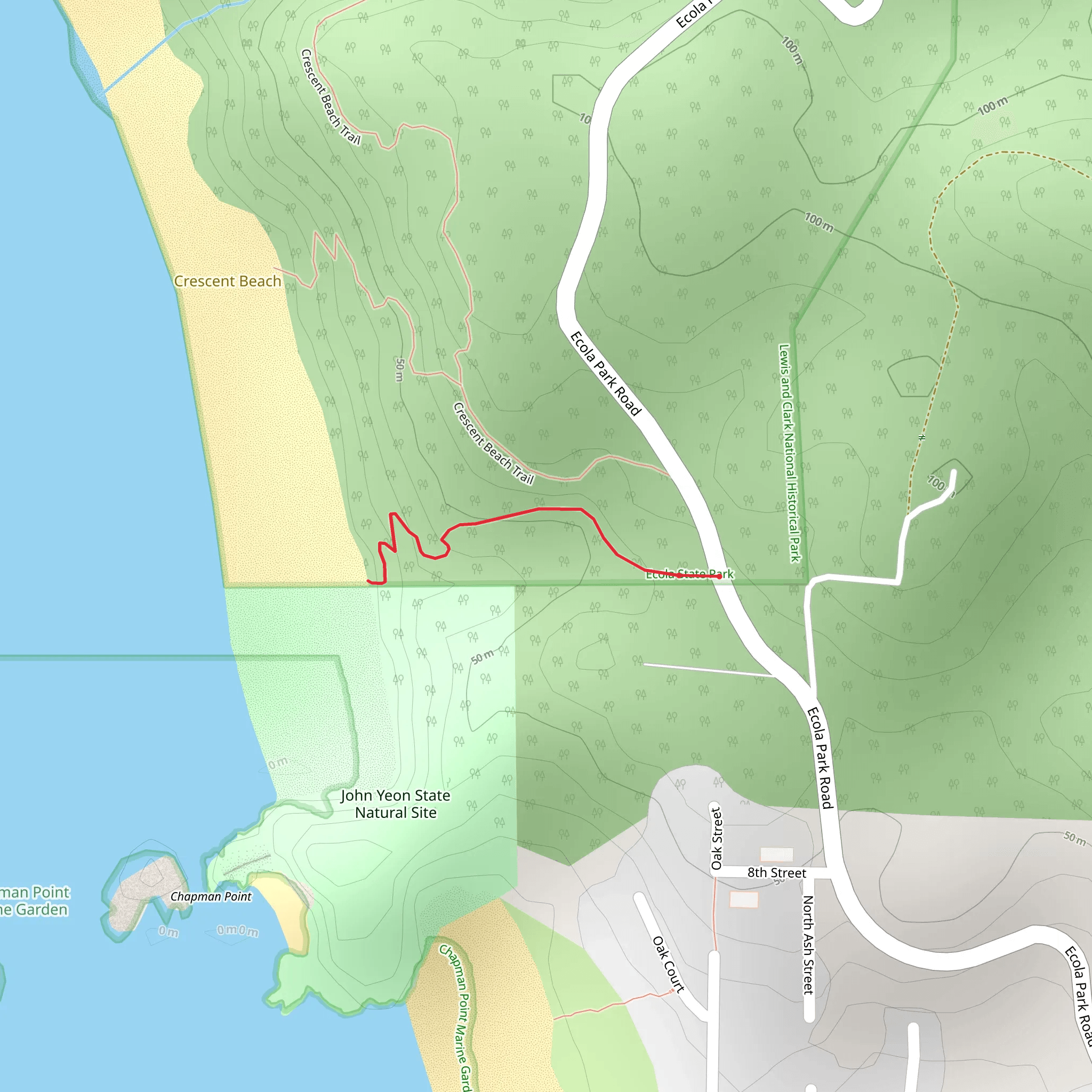 Ecola Park Road mobile static map