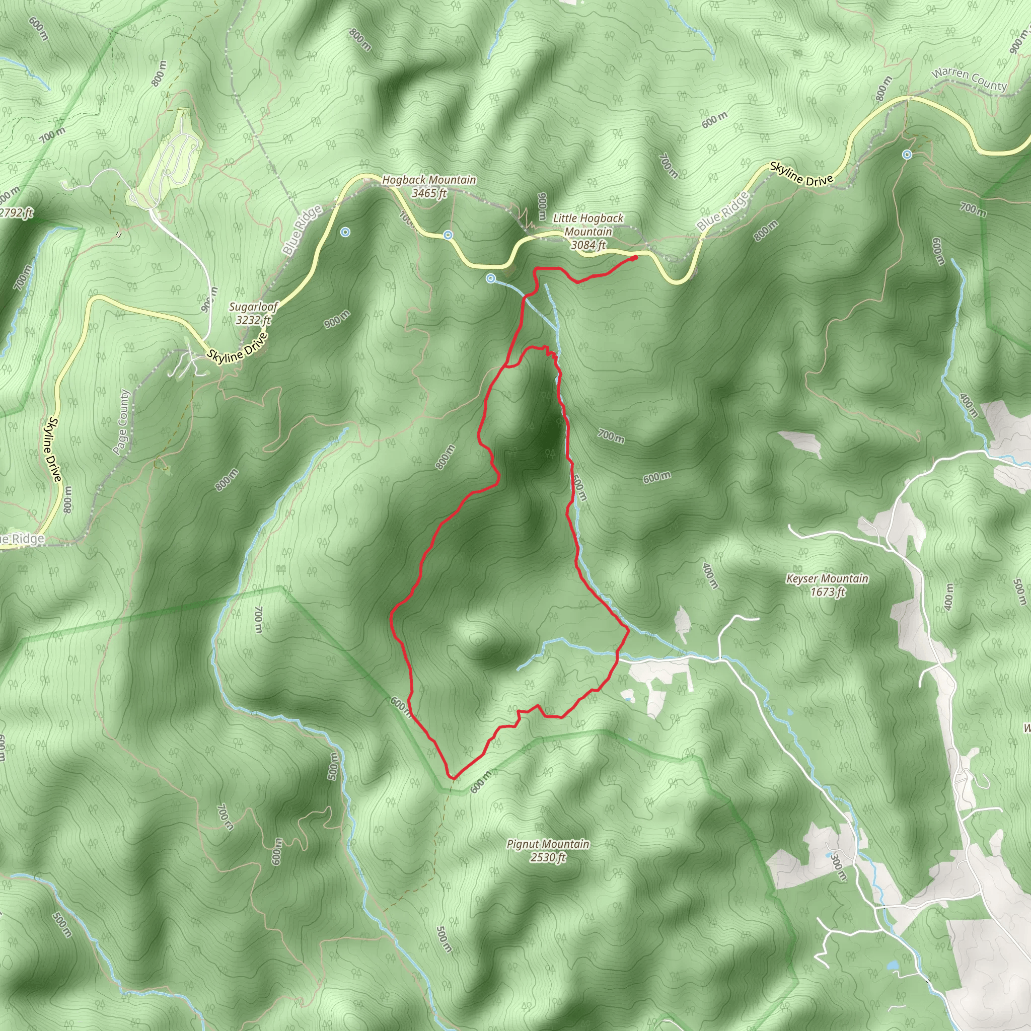 Keyser Run Road and Little Devils Stairs Loop Trail mobile static map