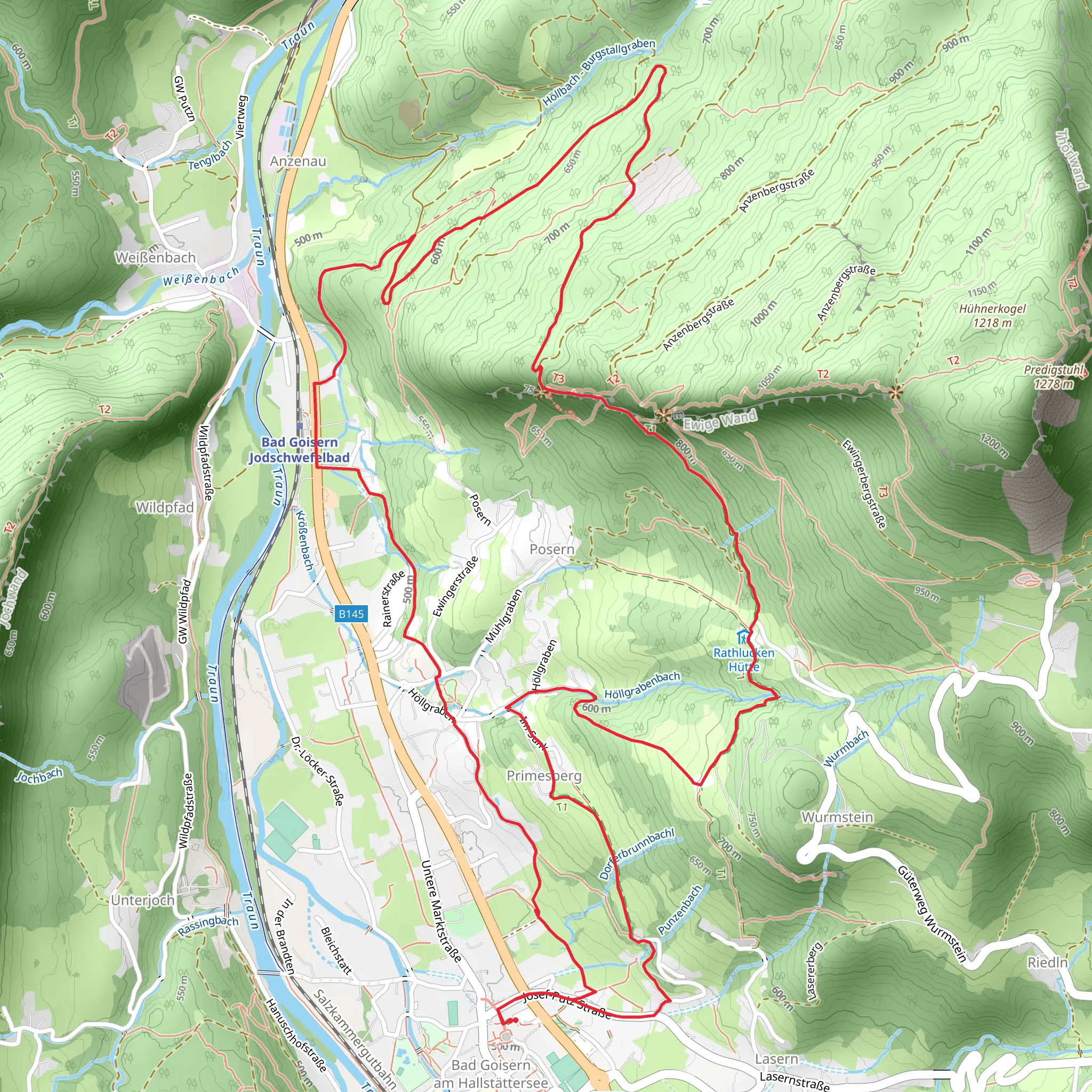 Rathlucken Hut to Eternal Wall mobile static map