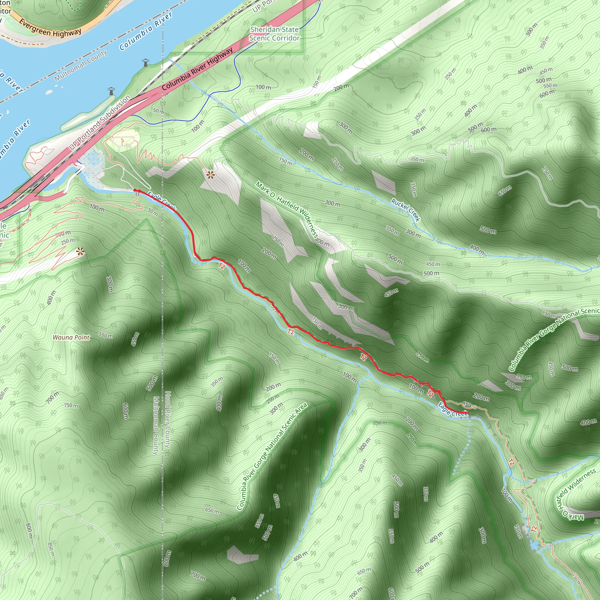 Metlako Falls via Eagle Creek Trail mobile static map