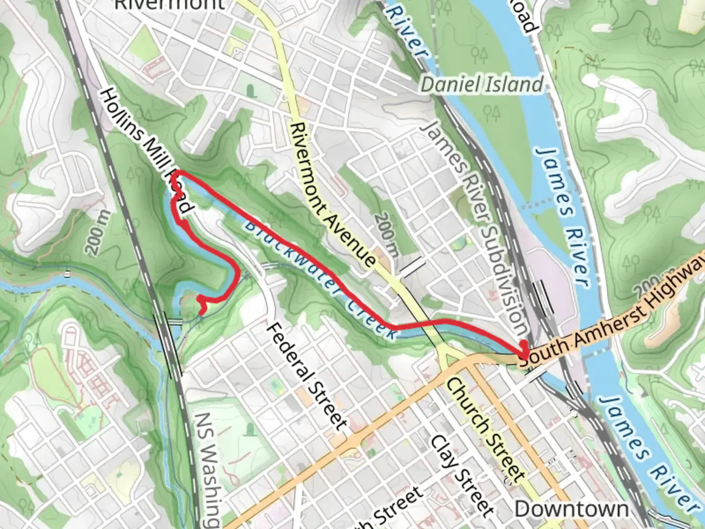 An image depicting the trail Point of Honor Trail and its surrounding area.