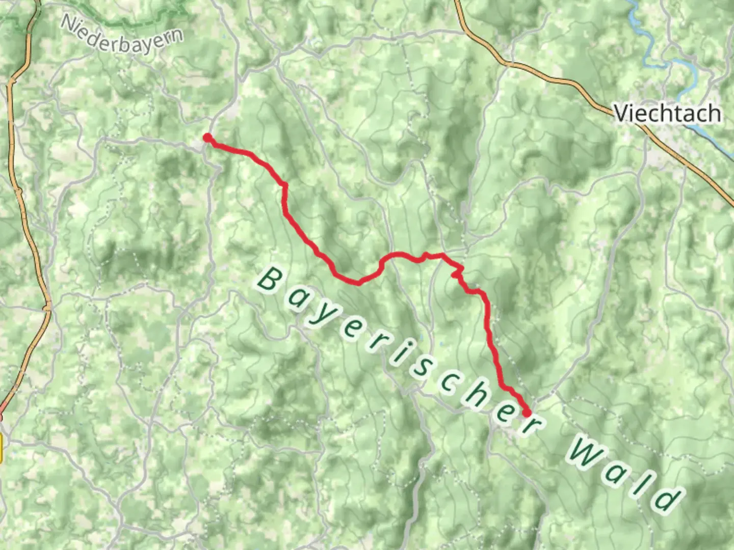 An image depicting the trail Konzell to Markbuchener Sattel Walk via Kasplatte and its surrounding area.