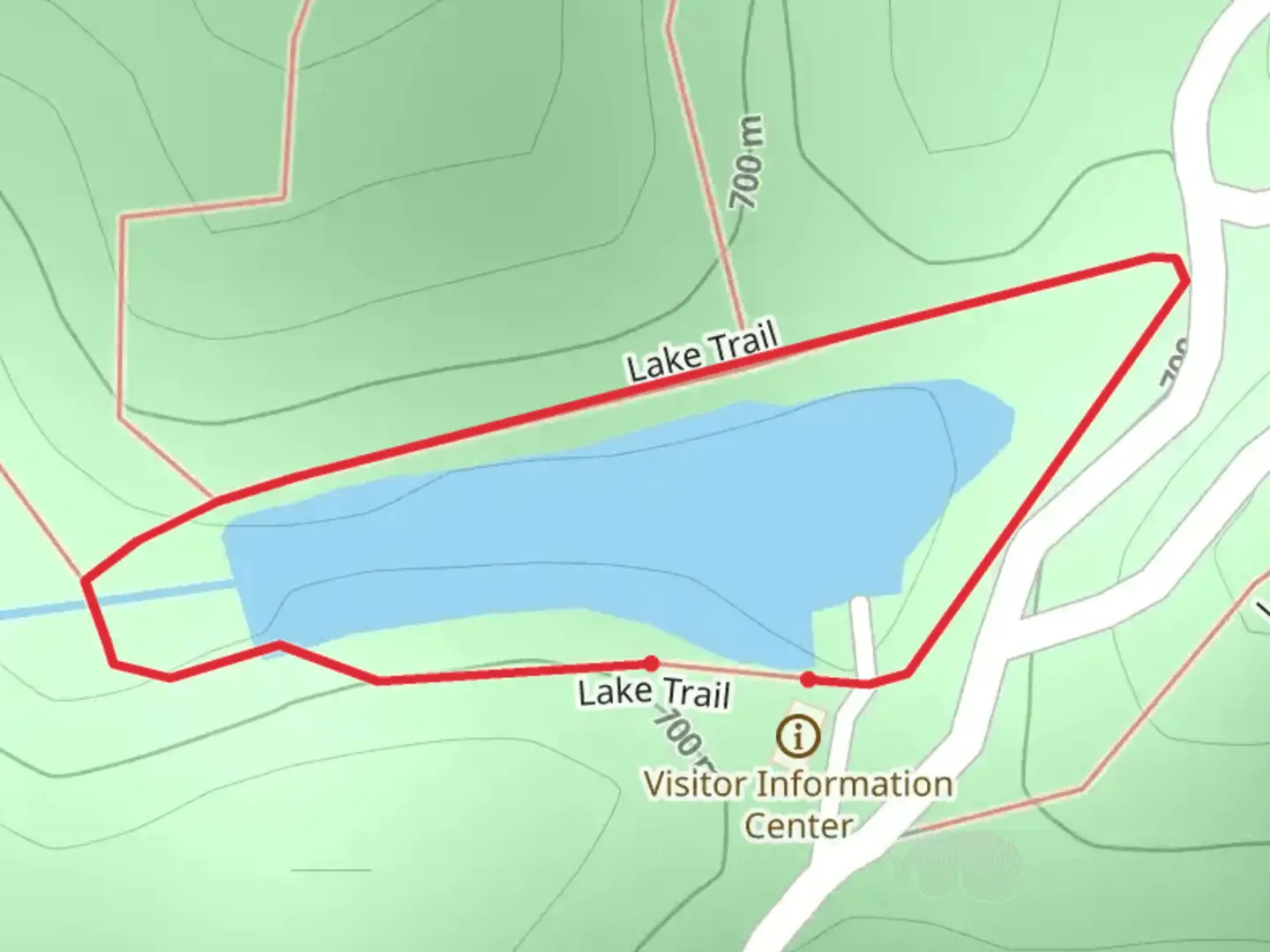 An image depicting the trail Lake Loop Trail from Park Road and its surrounding area.