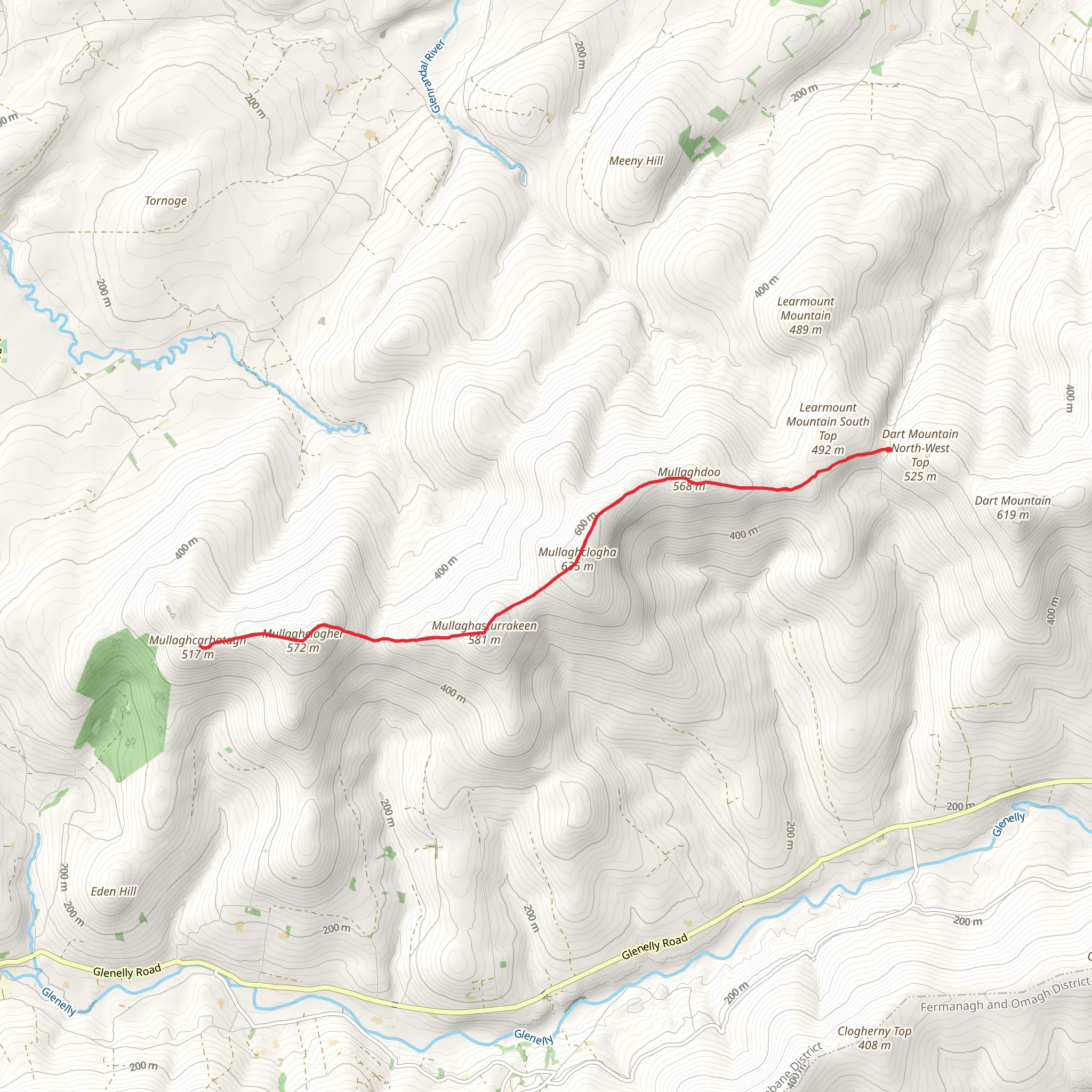 Mullaclogha to Mullaghcarbatagh Ridge Walk mobile static map