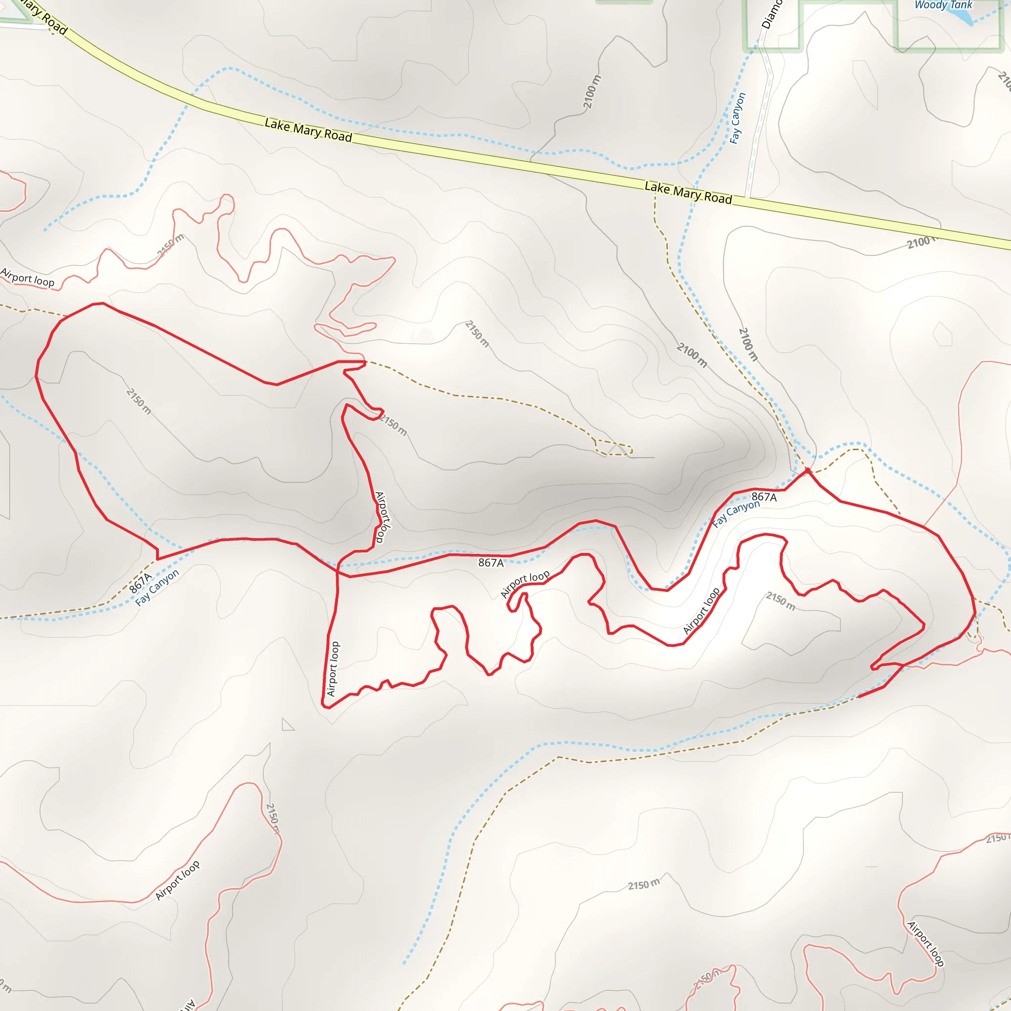 Fay Canyon and Airport Loop mobile static map