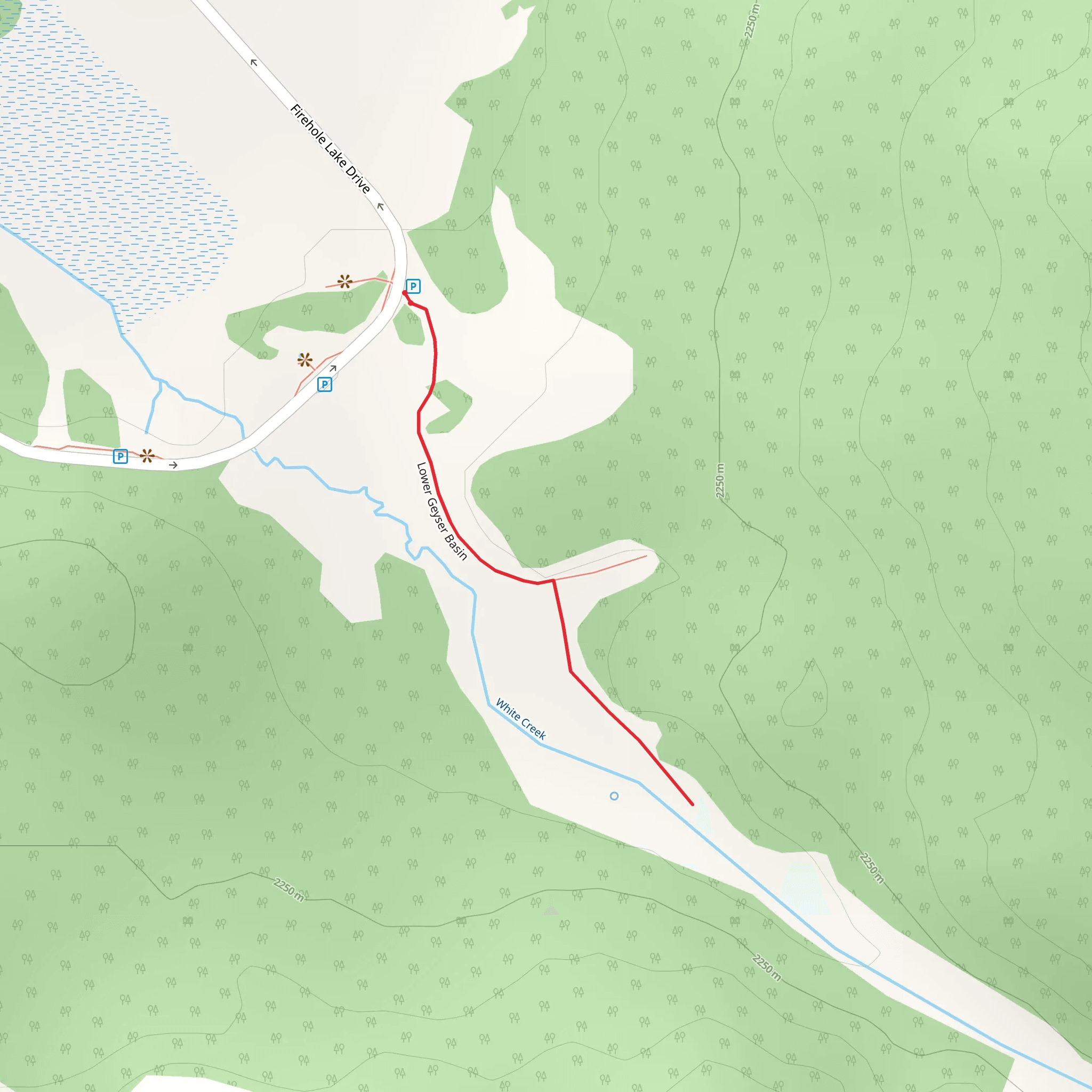 Lower Geyser Basin and White Creek mobile static map