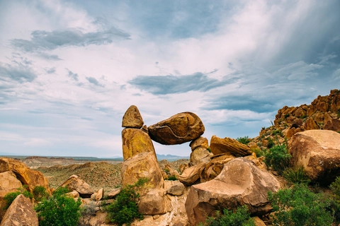 An image depicting the trail Balanced Rock via Grapevine Hills Trail and its surrounding area.