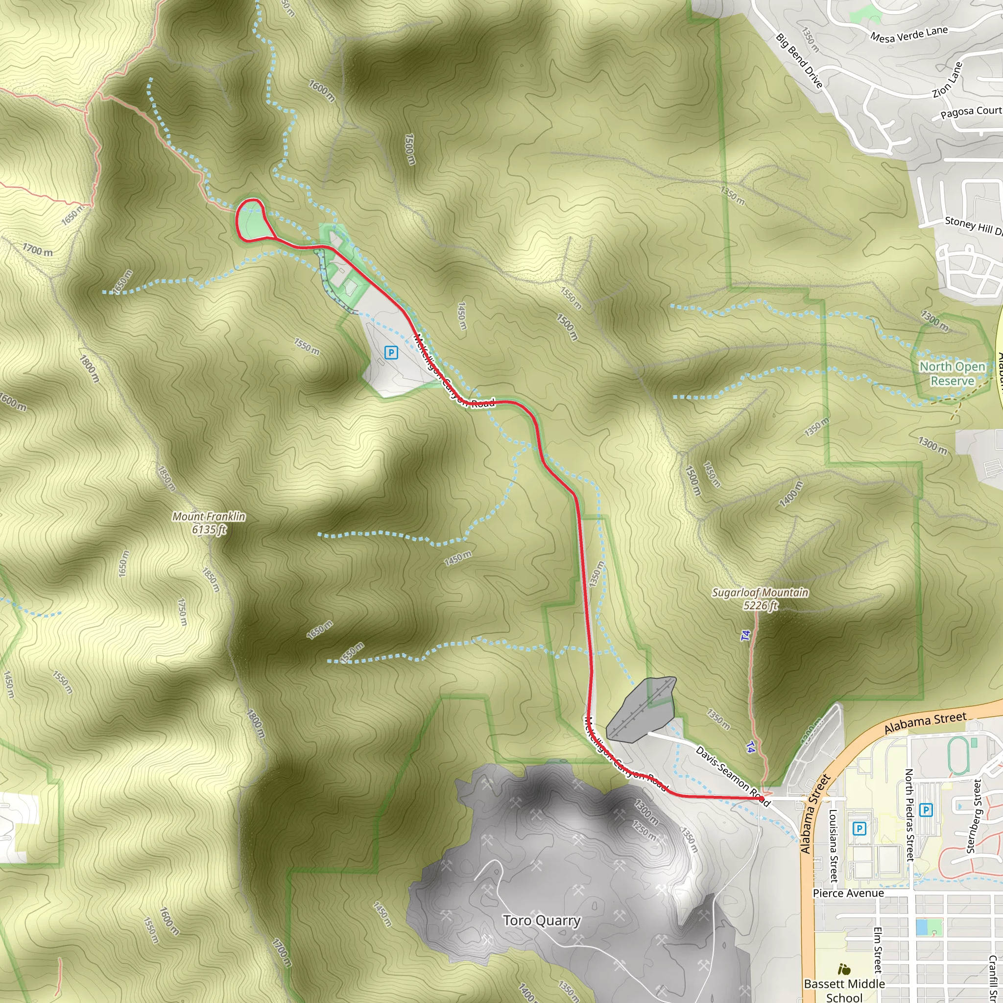 McKelligon Canyon Road Out and Back mobile static map