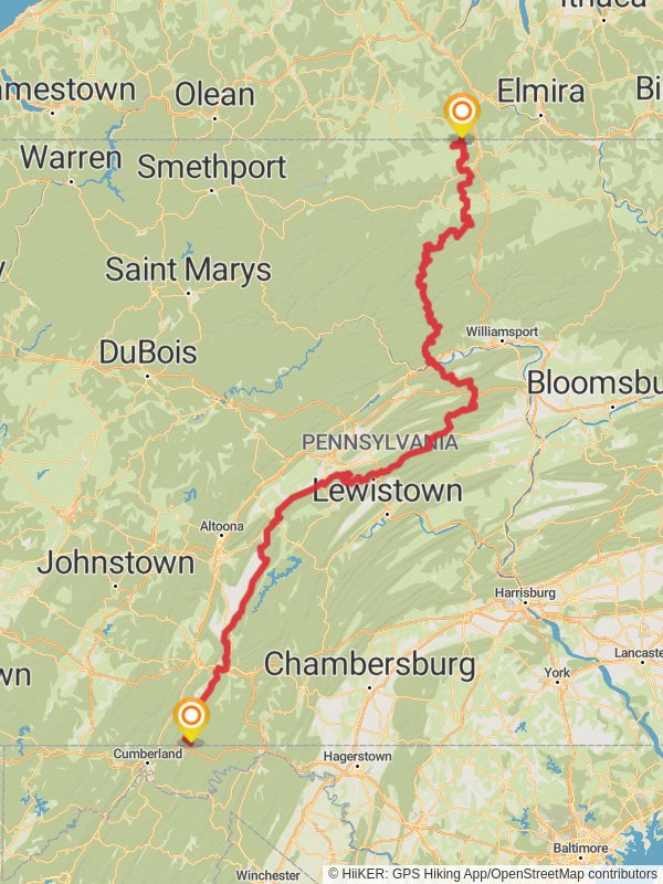 Mid State Trail - Pennsylvania mobile static map