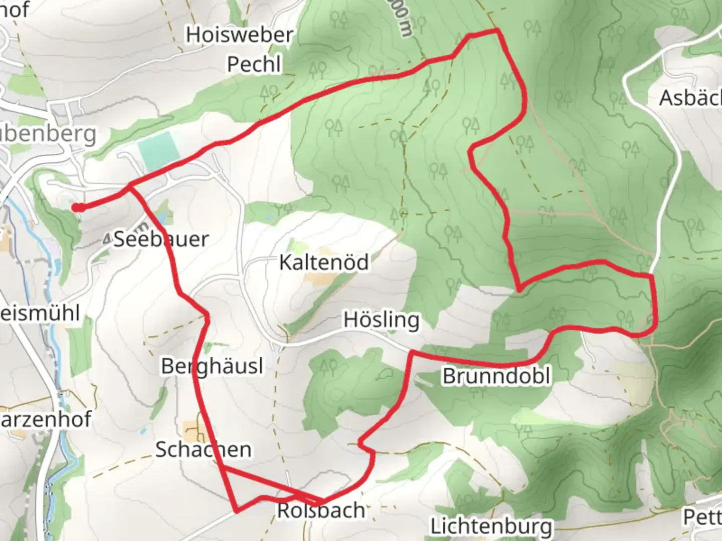 An image depicting the trail Stubenberg Loop and its surrounding area.