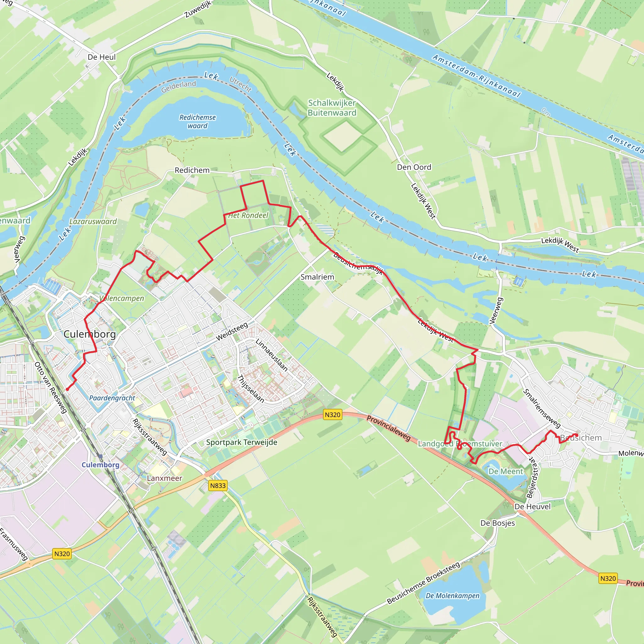 De hoop to Markt via Polder Redichem and De Meent mobile static map