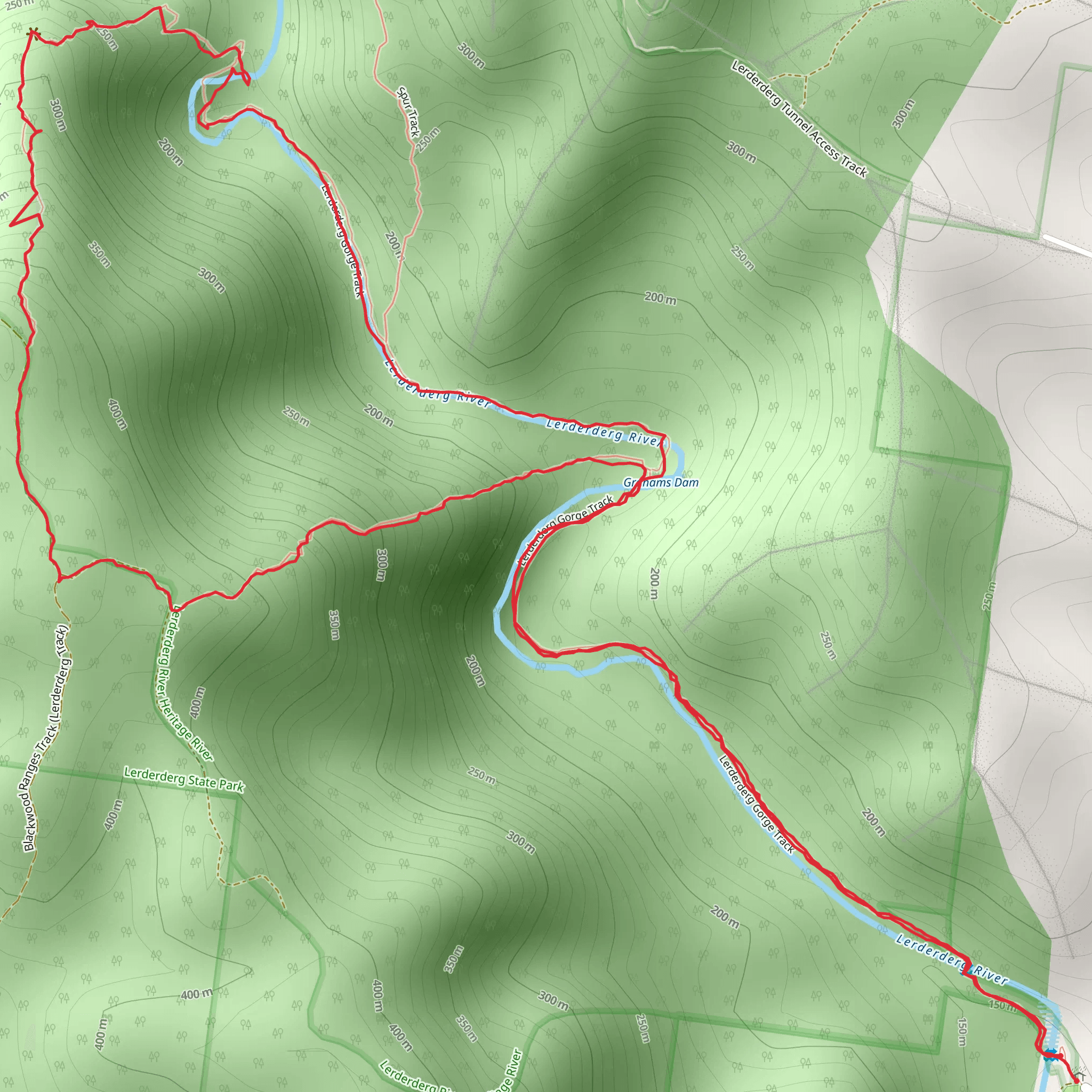 Lerderderg Gorge via Long Point Track mobile static map