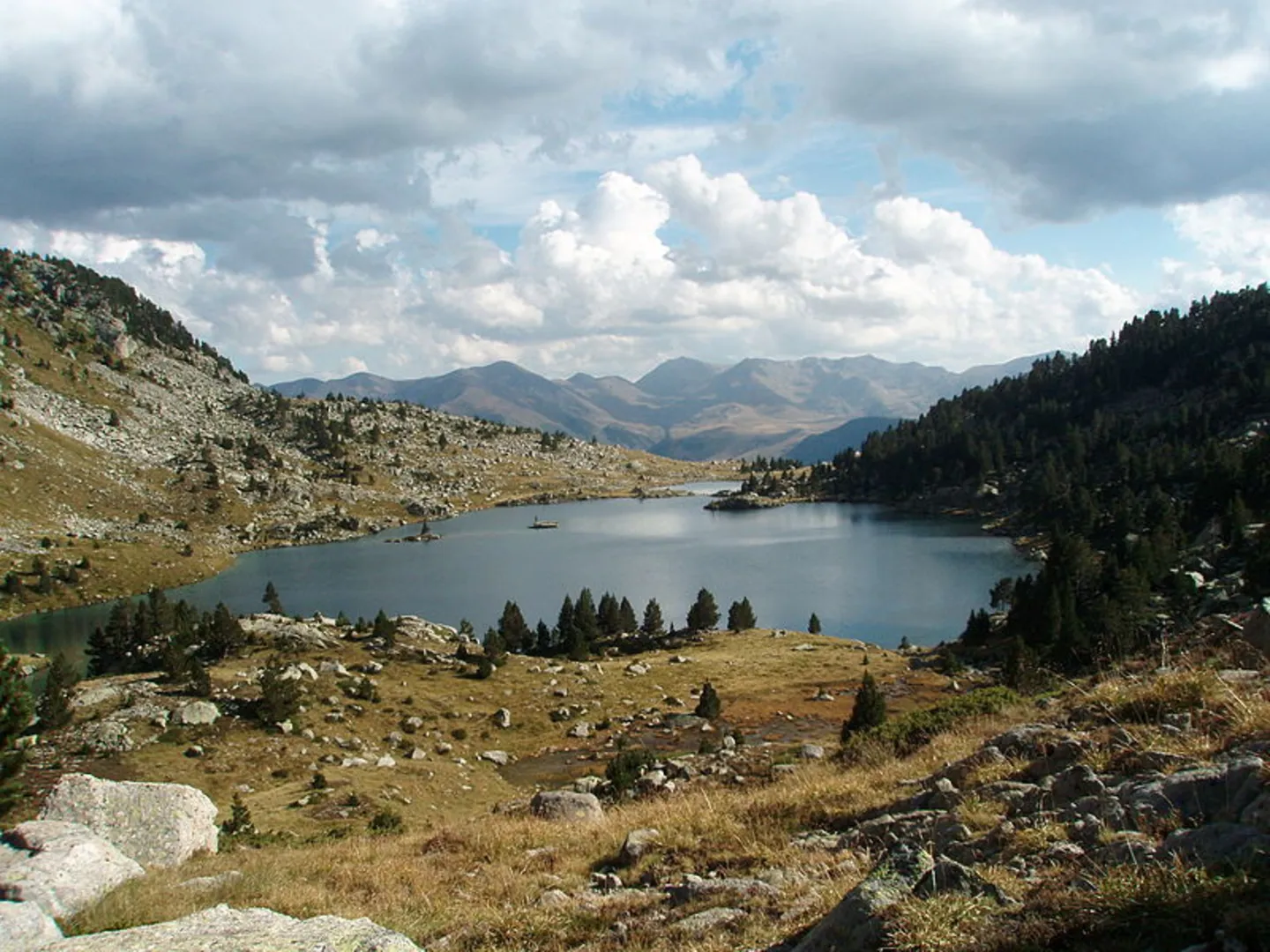 An image depicting the trail Estanys de Gémena and its surrounding area.