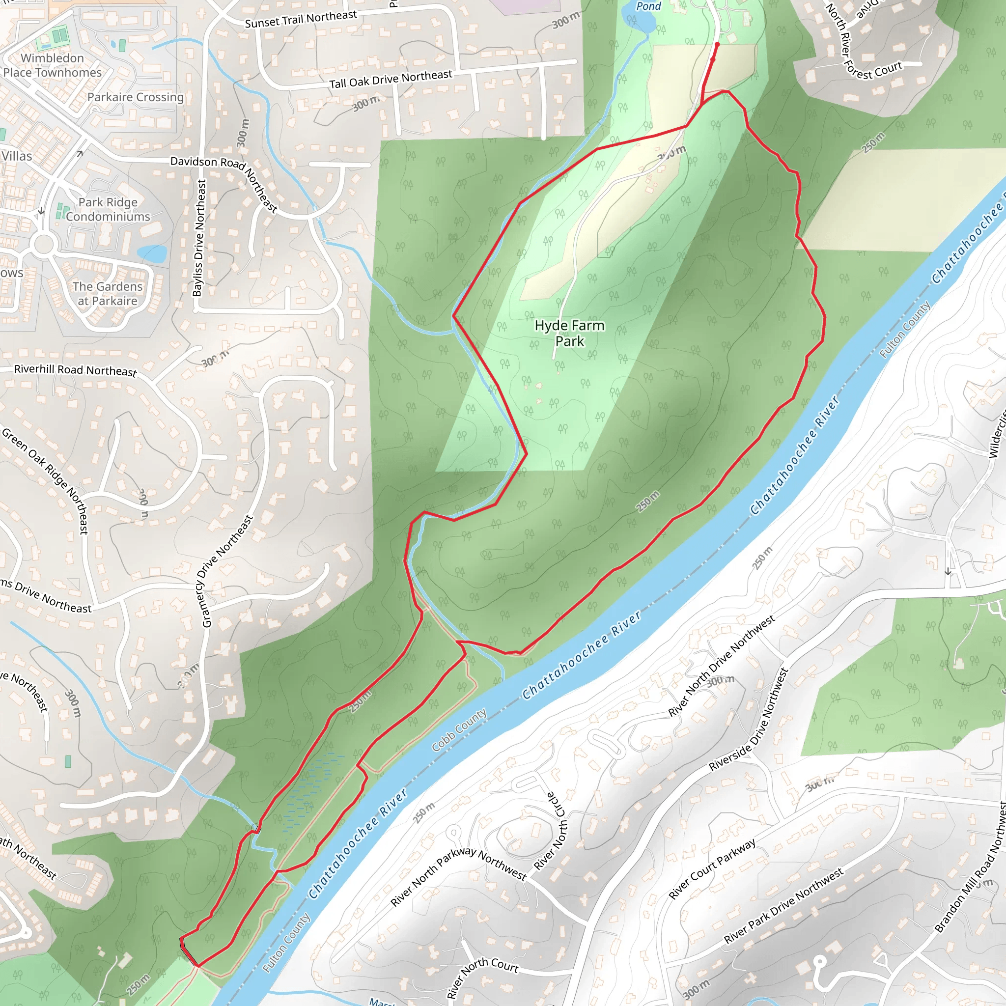 Chattahoochee River Shore Loop from Hyde Road Northeast mobile static map