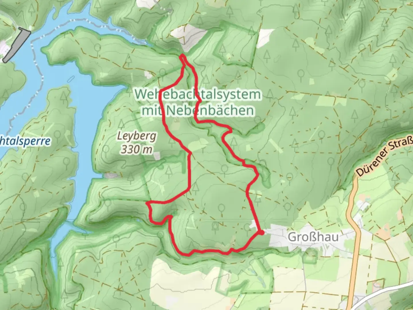 An image depicting the trail Eichberg and Thönbach Loop - Großhau and its surrounding area.