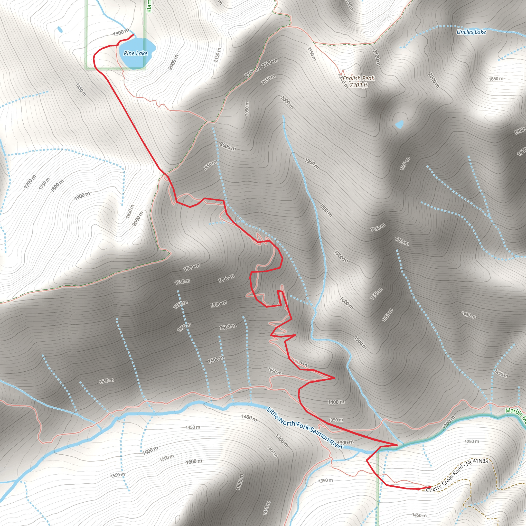 Pine Lake via Snowslide Trail mobile static map
