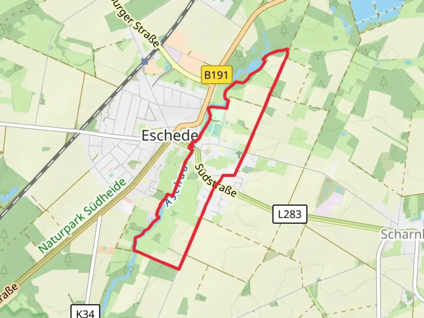 An image depicting the trail Eichenstraße and Jakobusweg Loop and its surrounding area.