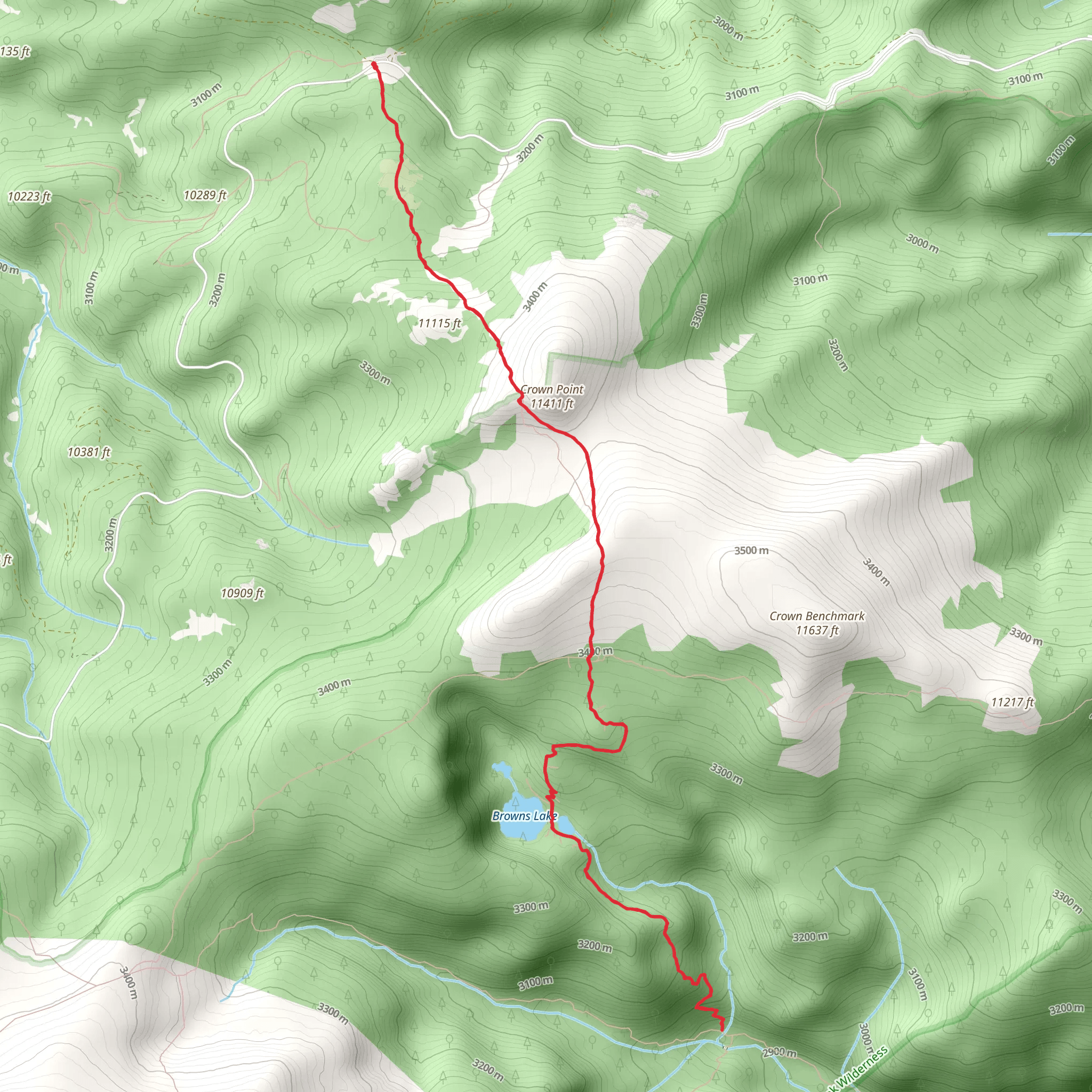 Brown's Lake Trail mobile static map