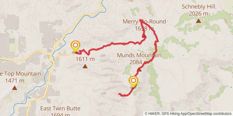 Munds Mountain via Munds Wagon Trail stage 2 Map
