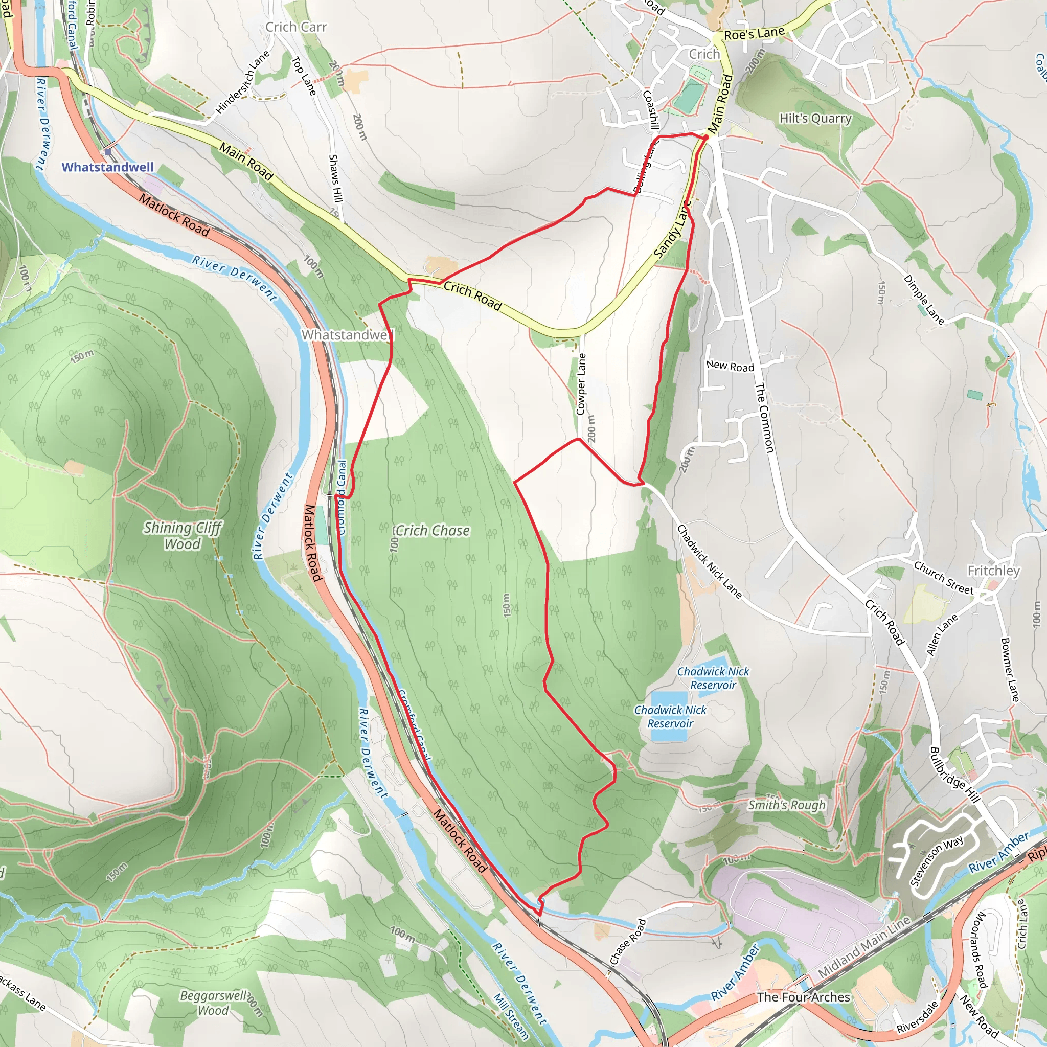 Cromford Canal Loop from Crich mobile static map