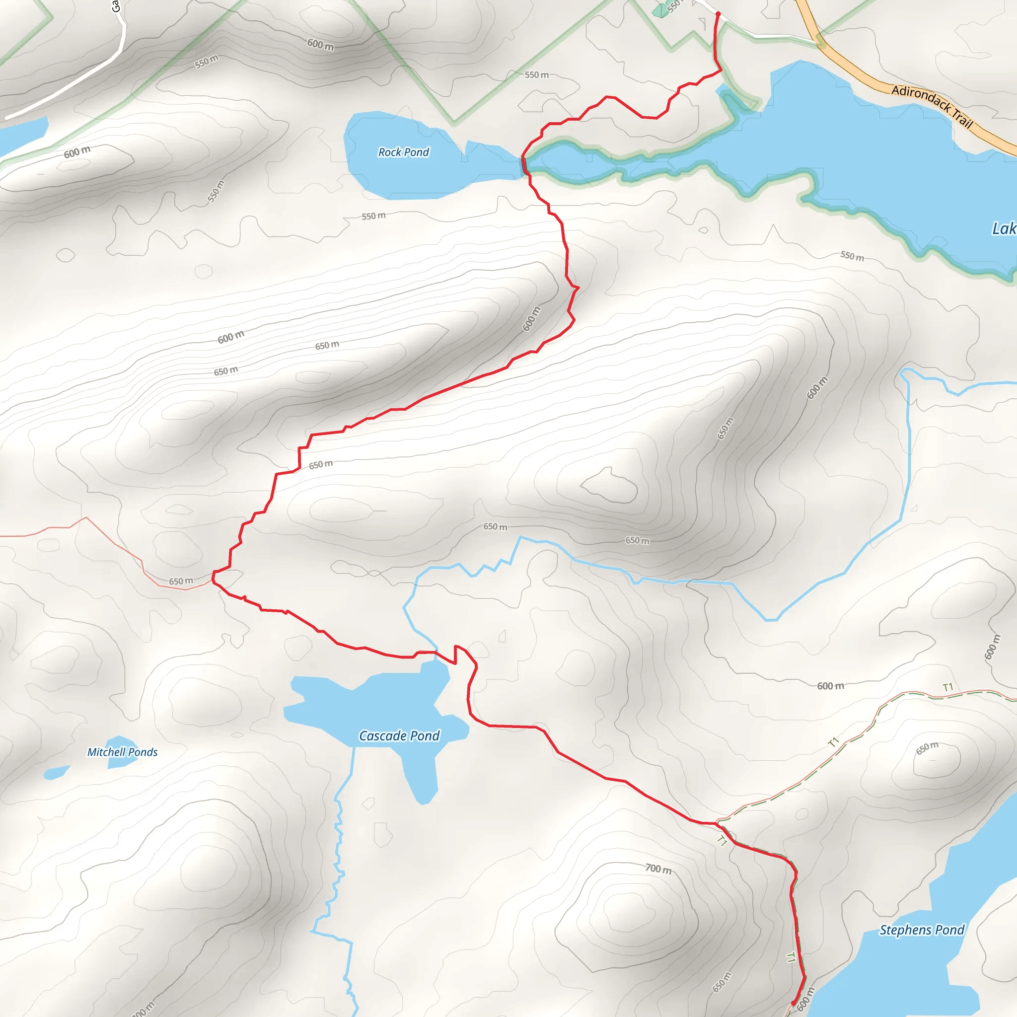Cascade Pond and Stephens Pond Trail mobile static map