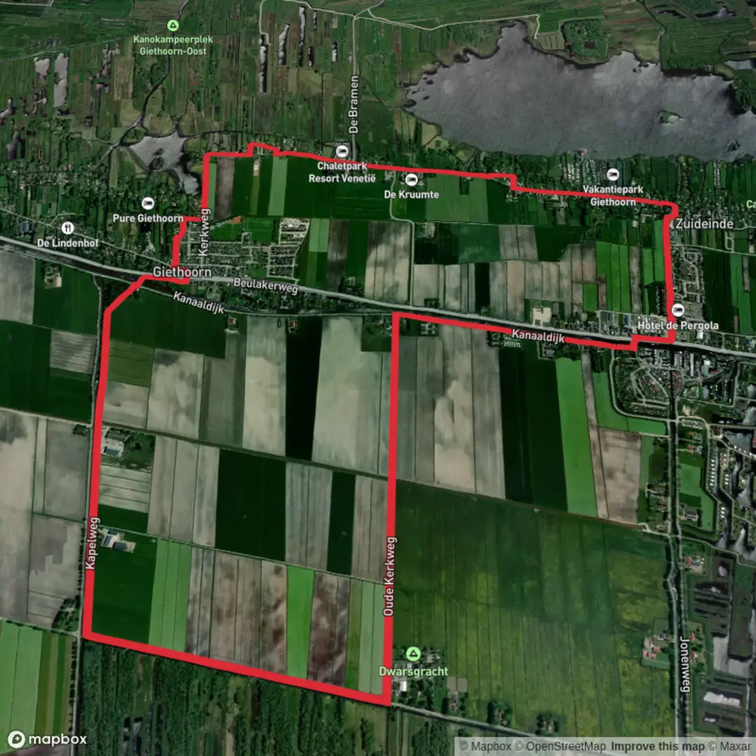 An image depicting the trail Kanaal Beukers Steenwijk and Molengat via Pionierspad and WaterReijkpad and its surrounding area.