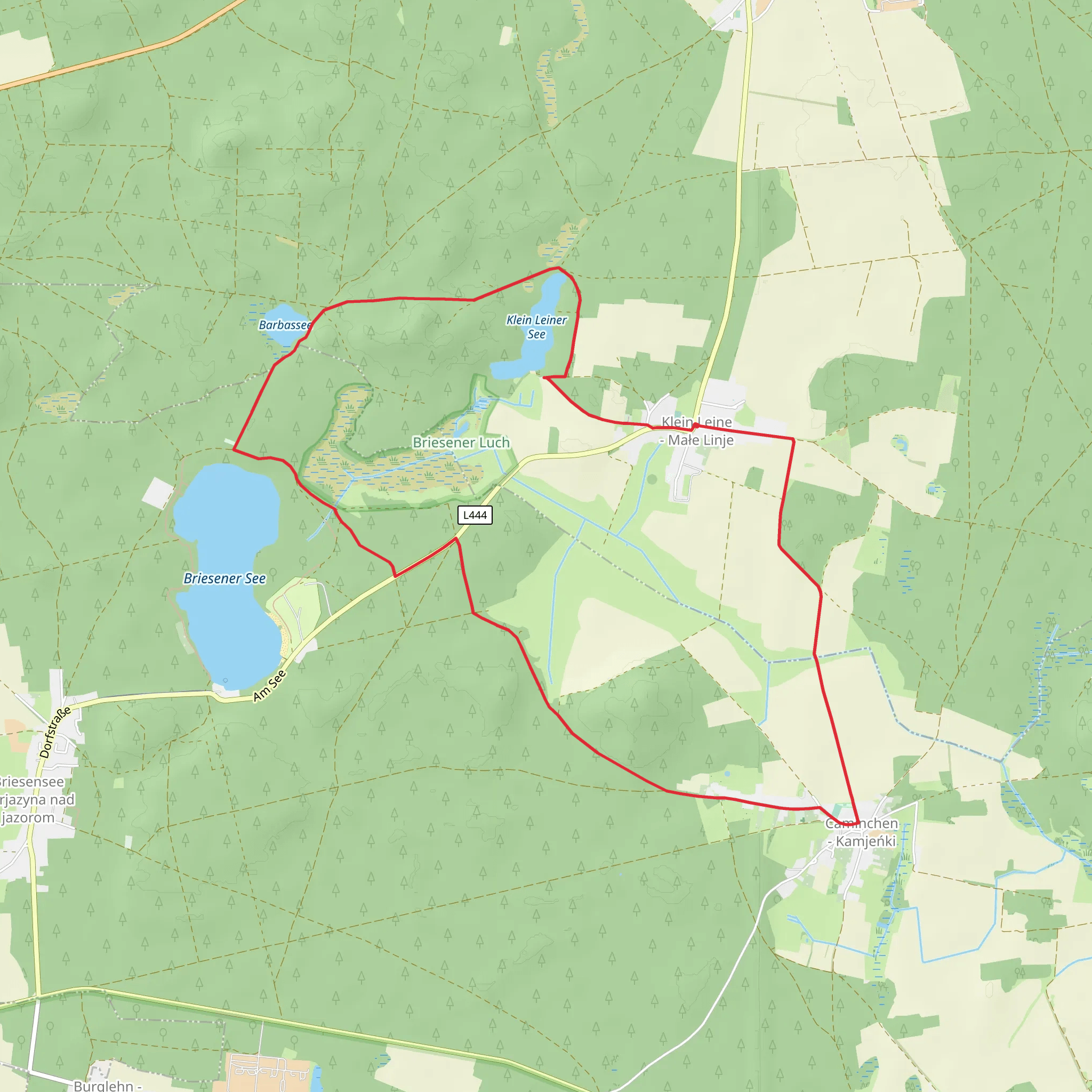 Klein Leiner See and Briesener See via Luebben-Goyatz mobile static map