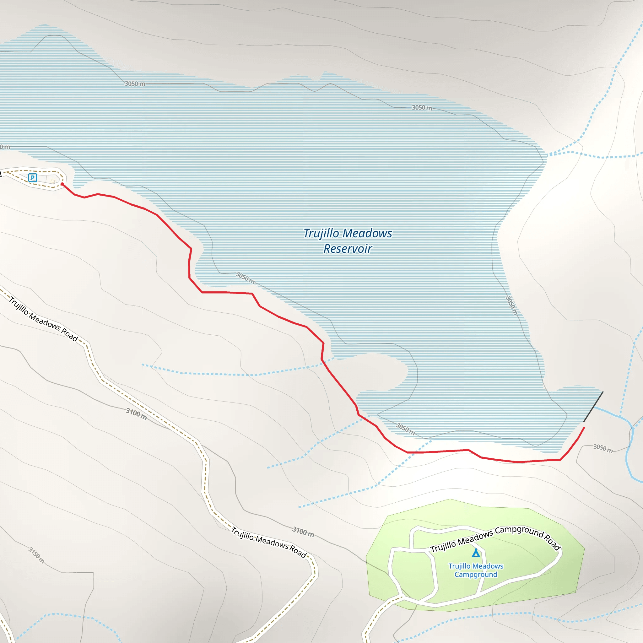 Trujillo Meadows Reservoir South Shore Trail mobile static map