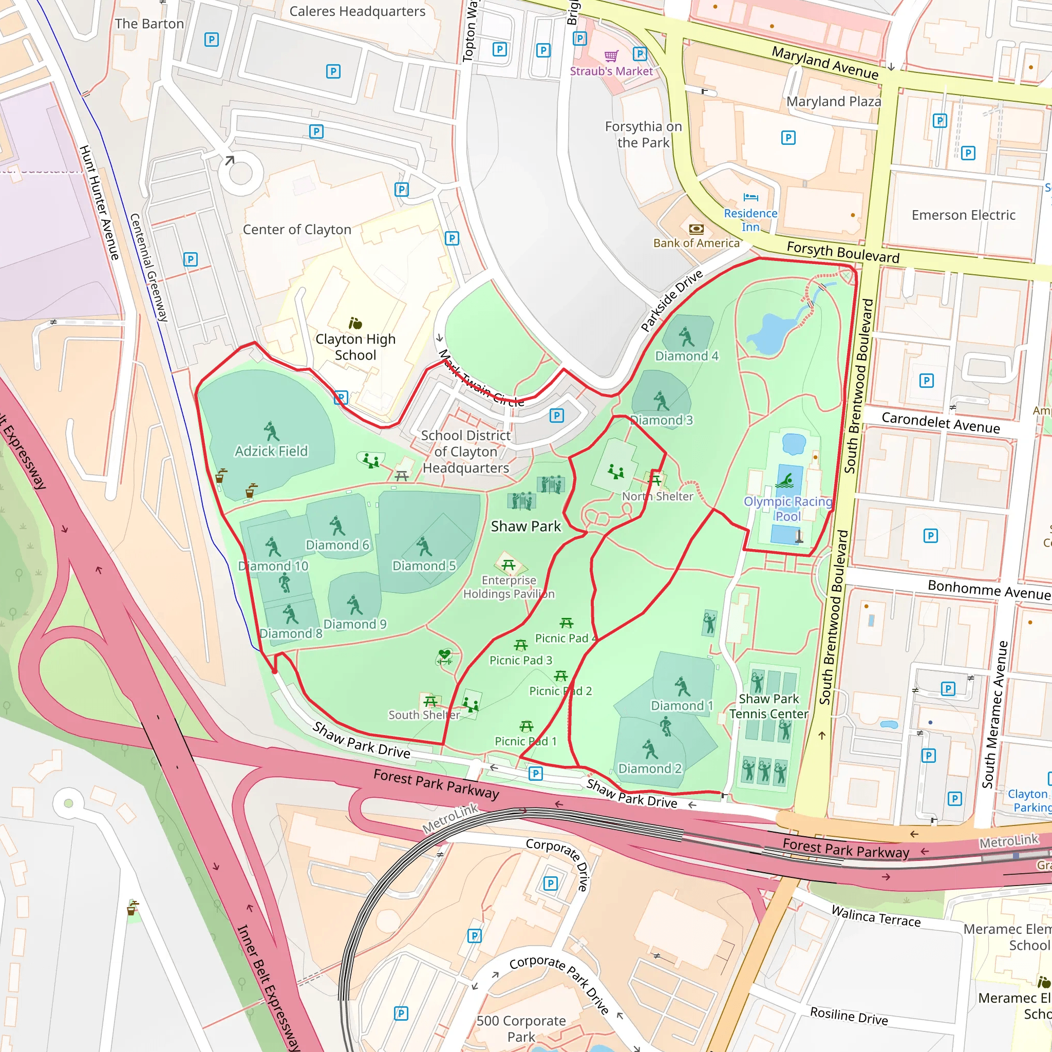 Shaw Park Loop mobile static map